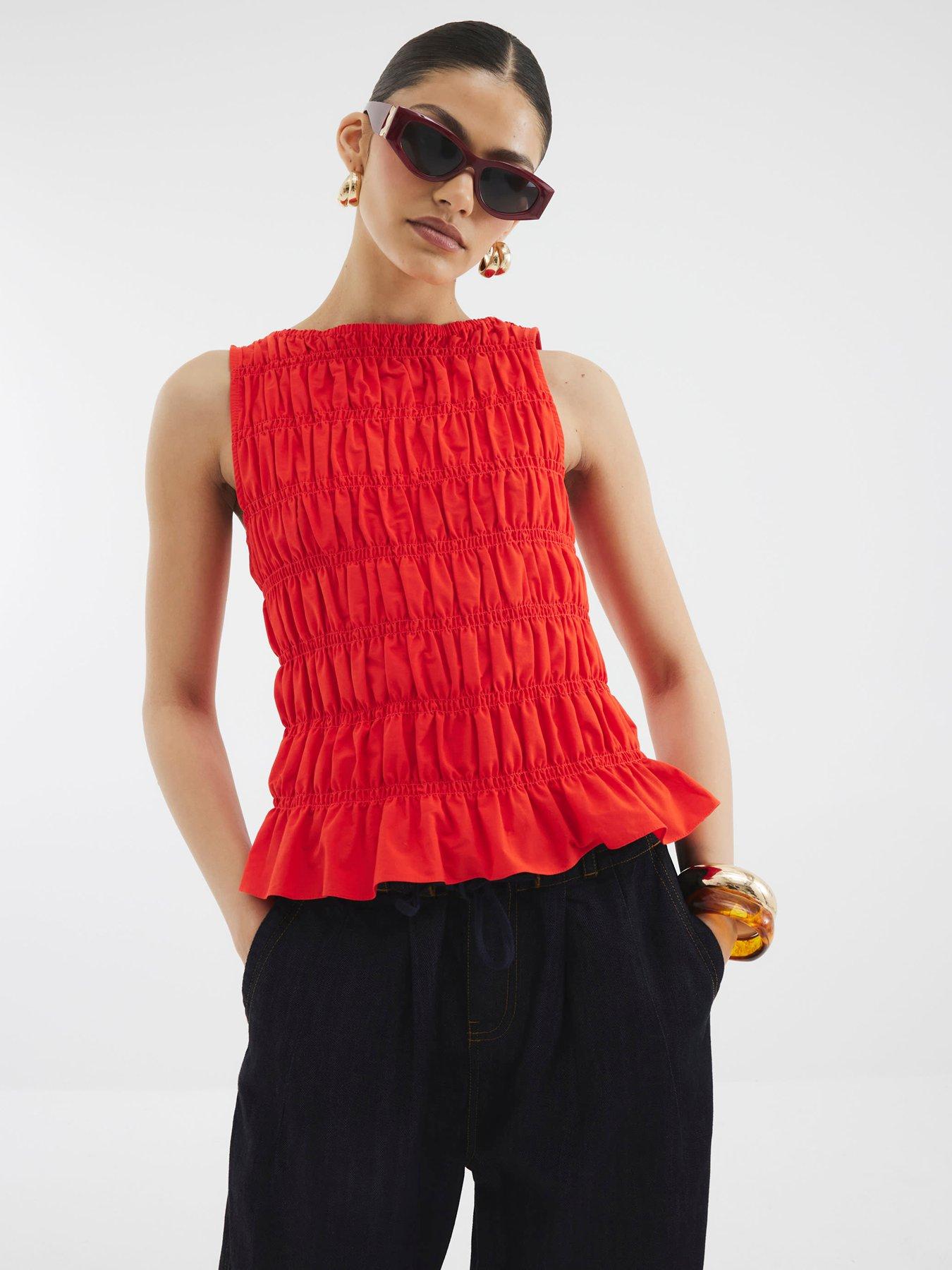  image of river-island-shirred-tank-top-blue