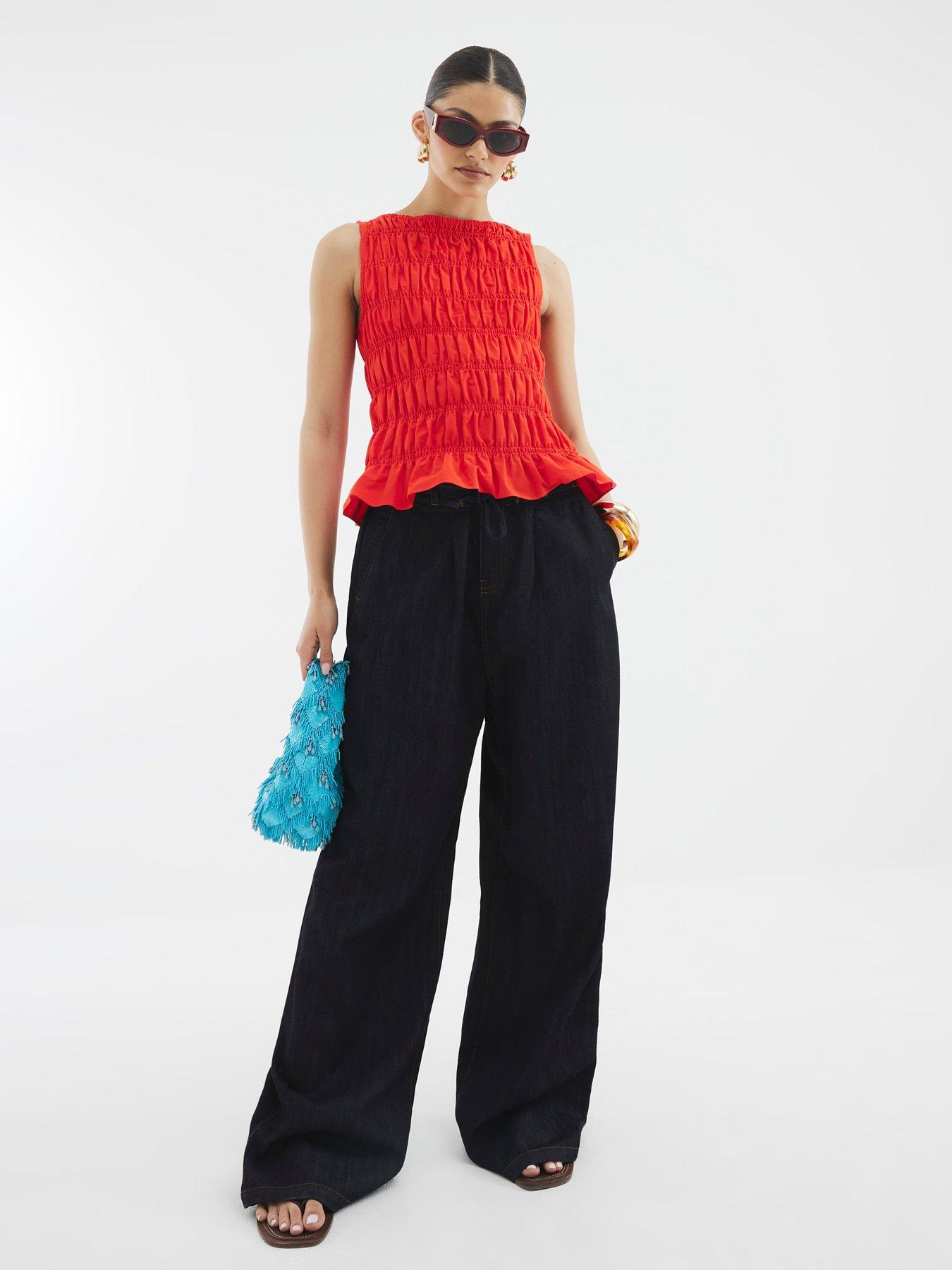  image of river-island-shirred-tank-top-blue