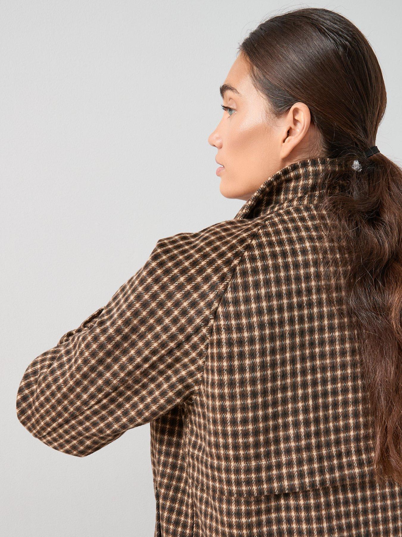 The Very Collection Faux Wool Check Trench Jacket - Multi