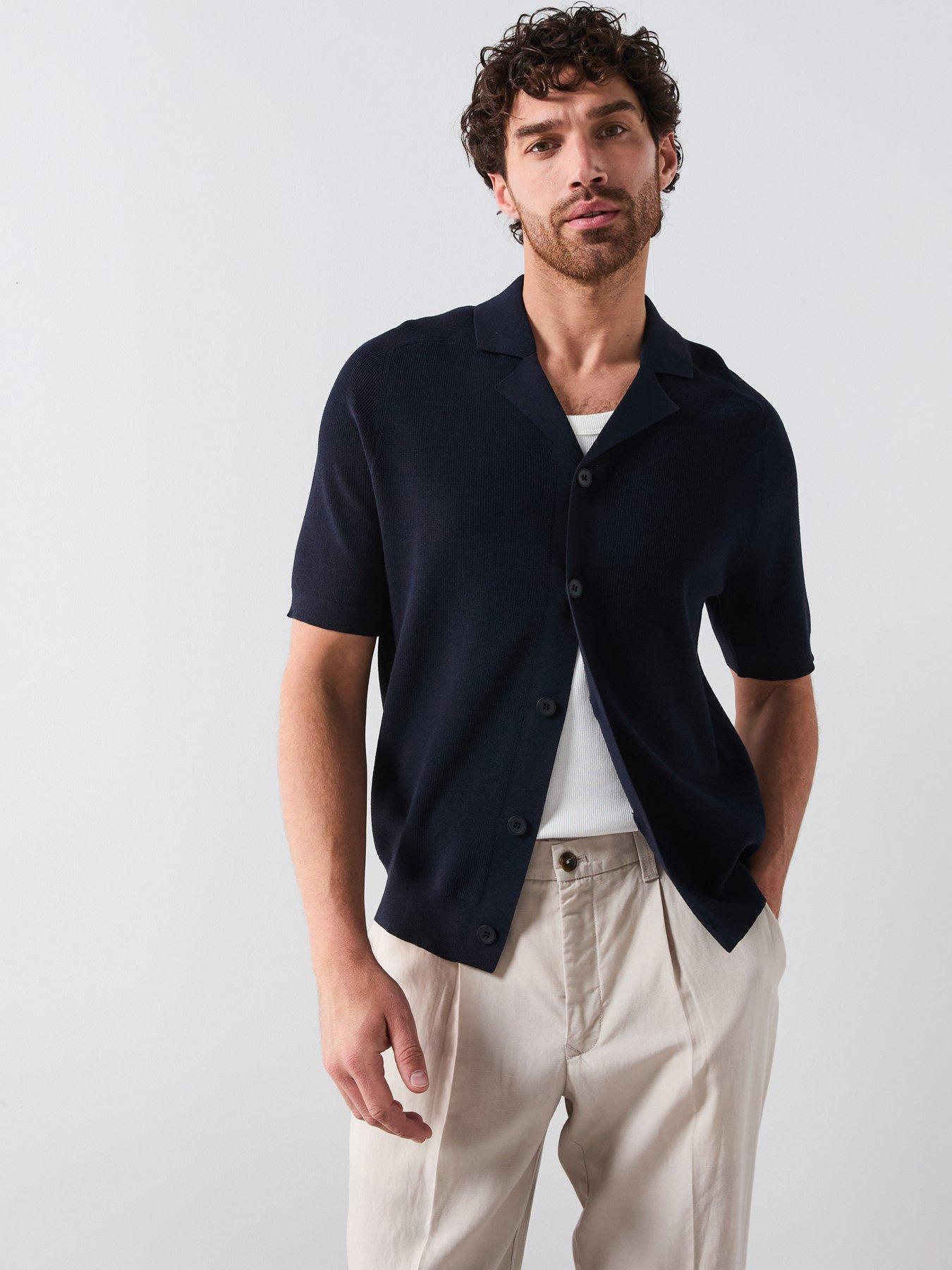 Image 1 of 5 of Mango Lino Smart Short Sleeve Button Up Shirt - Black