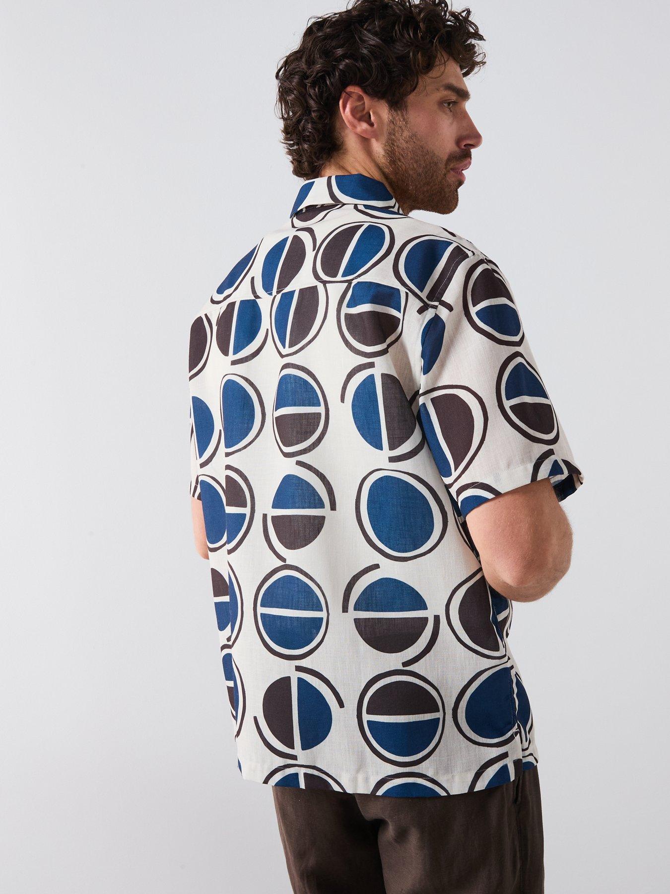 stillFront image of mango-begur-smart-rustic-print-short-sleeve-shirt-white