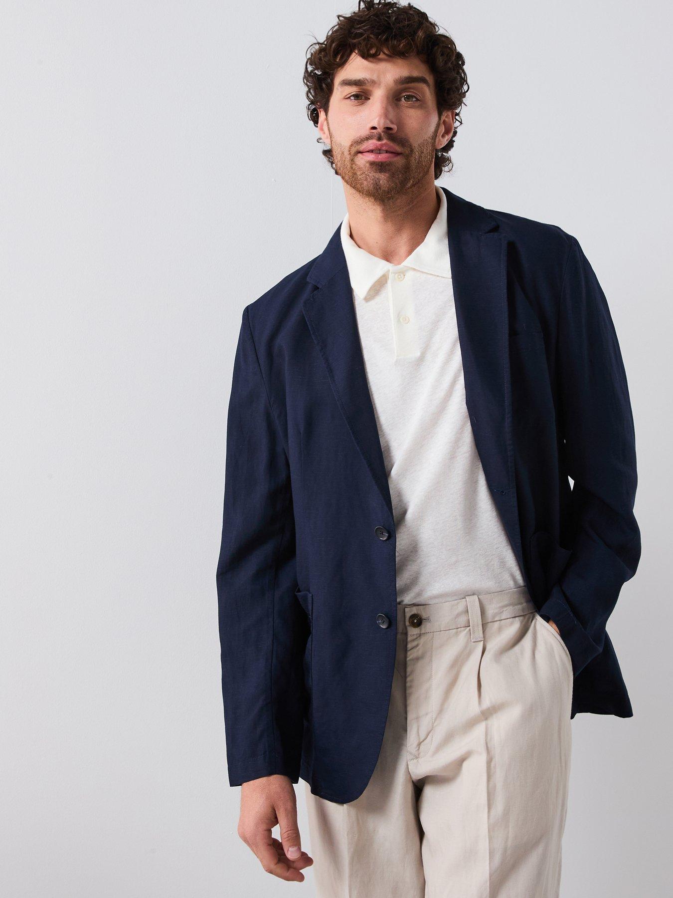 front image of mango-delave-smart-slim-fit-lyocell-blazer-navy