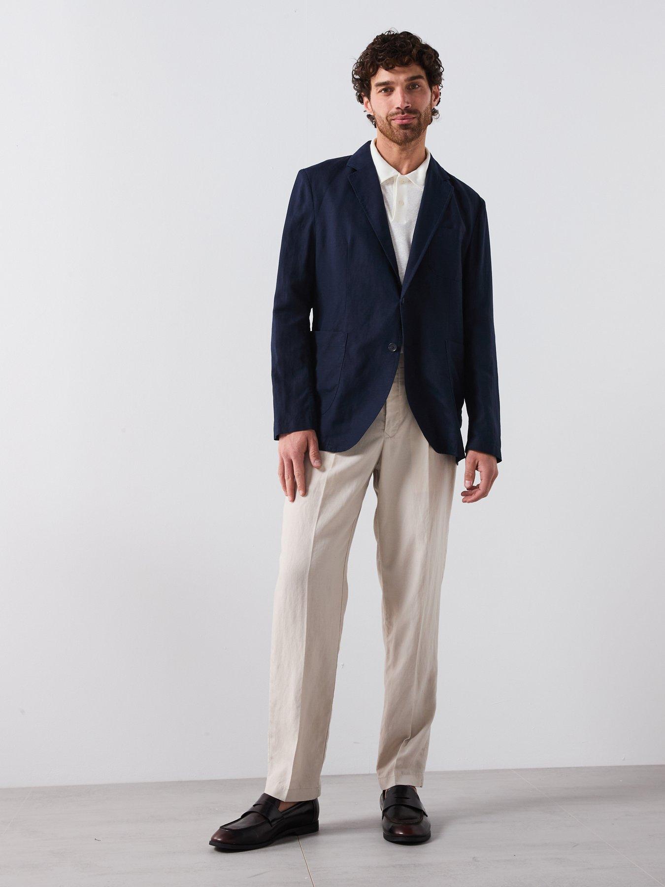  image of mango-delave-smart-slim-fit-lyocell-blazer-navy