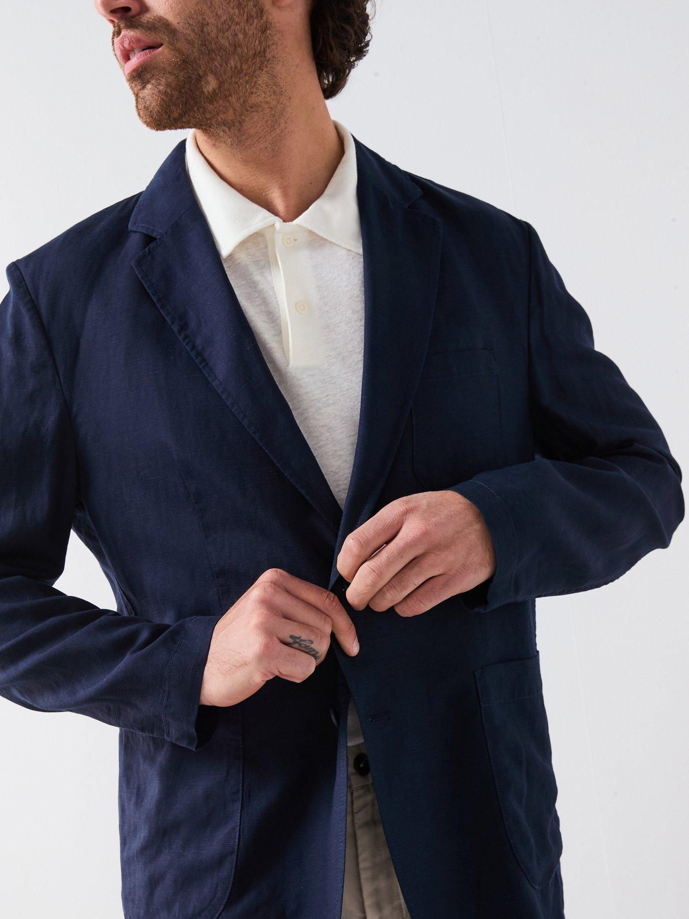  image of mango-delave-smart-slim-fit-lyocell-blazer-navy