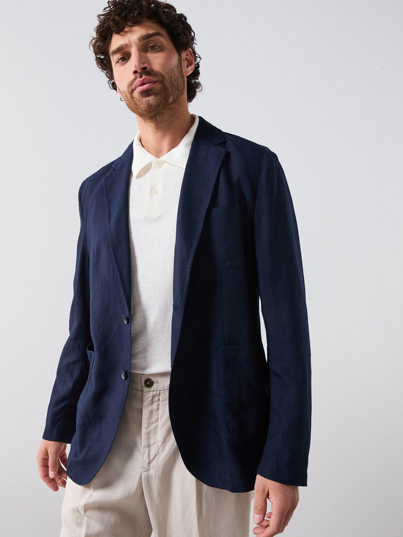  image of mango-delave-smart-slim-fit-lyocell-blazer-navy