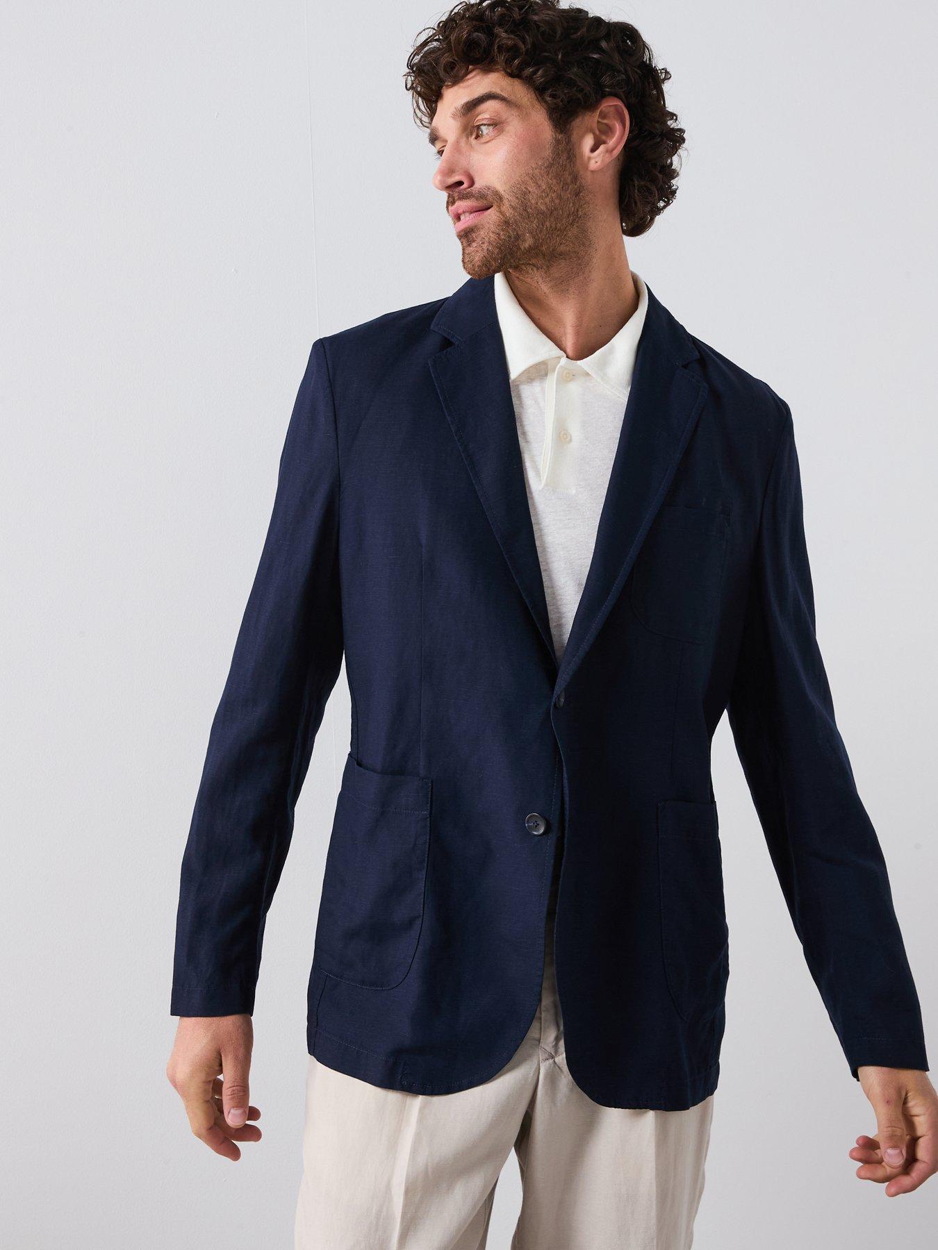  image of mango-delave-smart-slim-fit-lyocell-blazer-navy