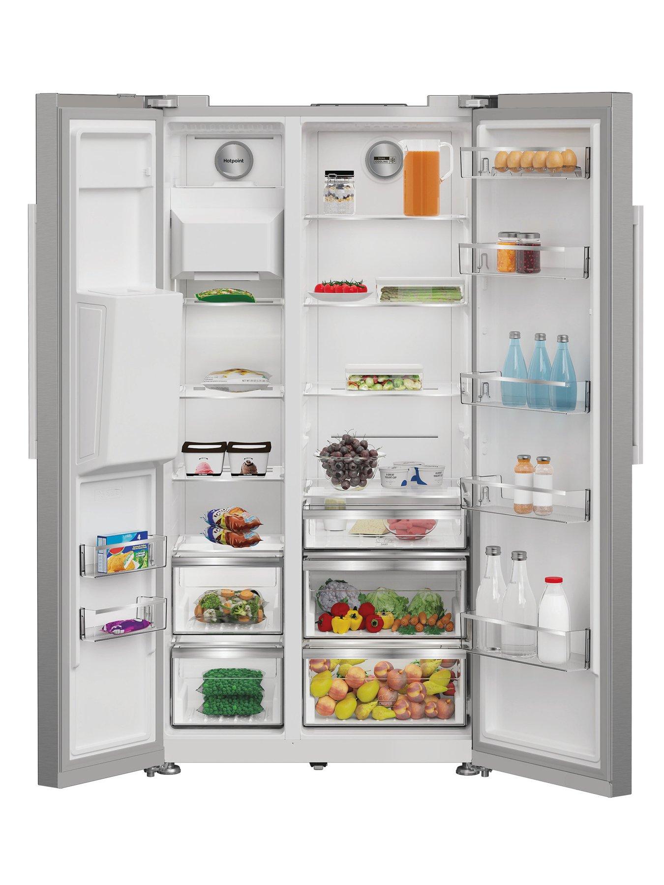 stillFront image of hotpoint-hotpoint-hpg26573wxp4uk-dual-no-frost-side-by-side-fridge-freezer-silver