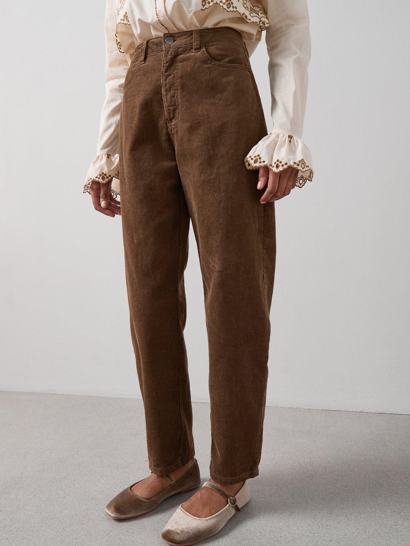 The Very Collection High Waist Cord Barrel Trouser - Dark Beige