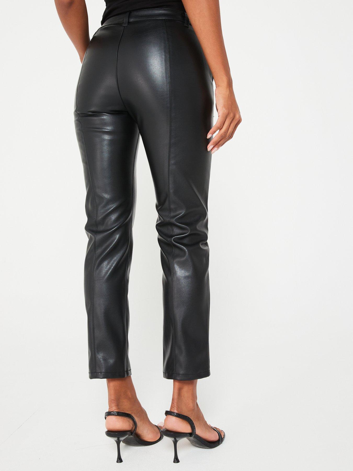 image of v-by-very-short-faux-leather-slim-cigarette-trousers-black