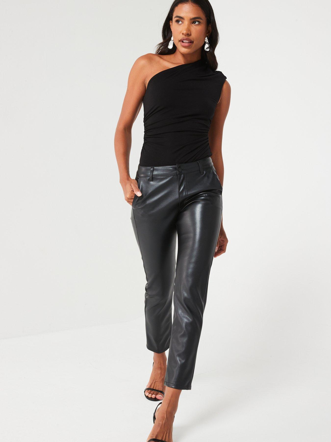  image of v-by-very-short-faux-leather-slim-cigarette-trousers-black