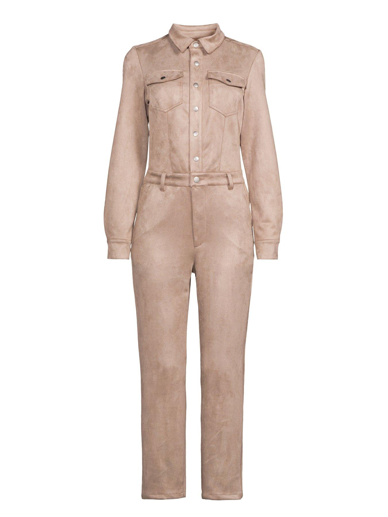 Image 7 of 7 of The Very Collection Suedette Jumpsuit - Dark Beige