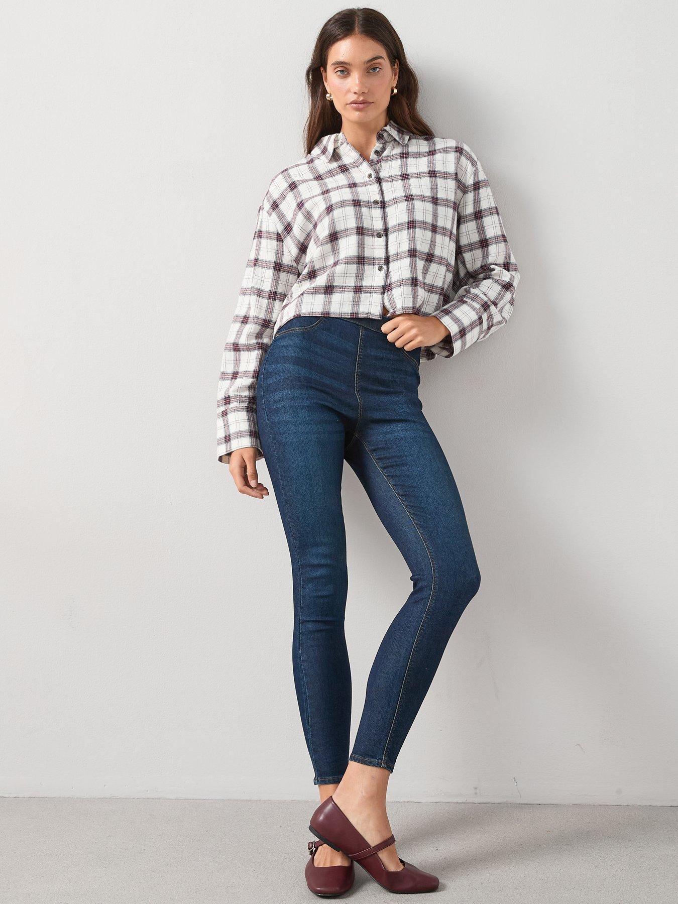 Image 3 of 7 of V by Very Cropped Check Shirt - Cream