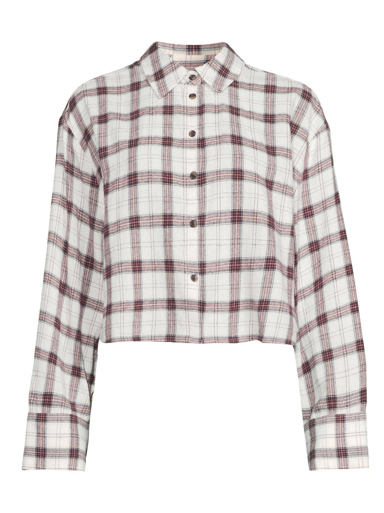 Image 7 of 7 of V by Very Cropped Check Shirt - Cream