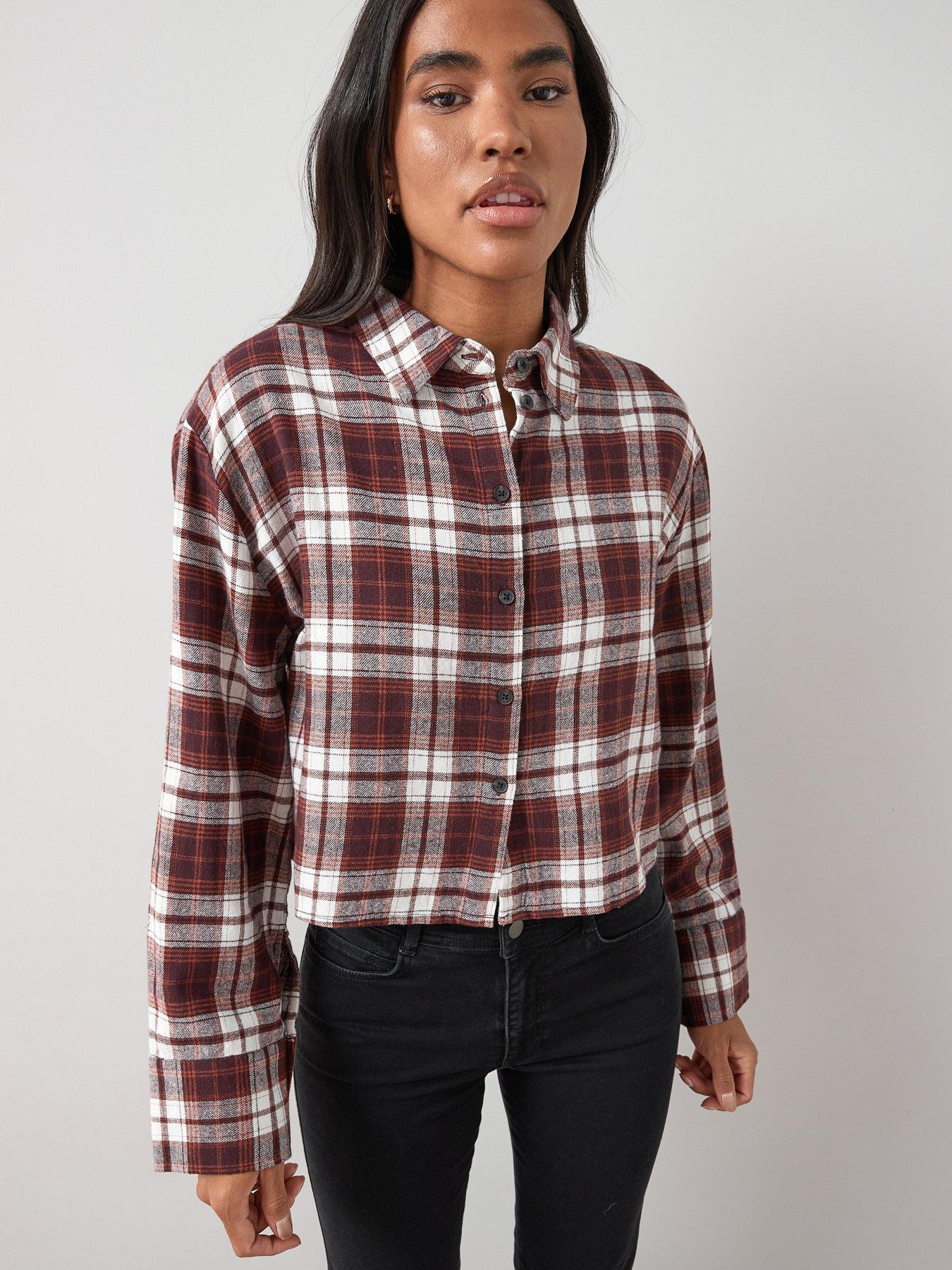 the-very-collection-cropped-check-shirt-brown
