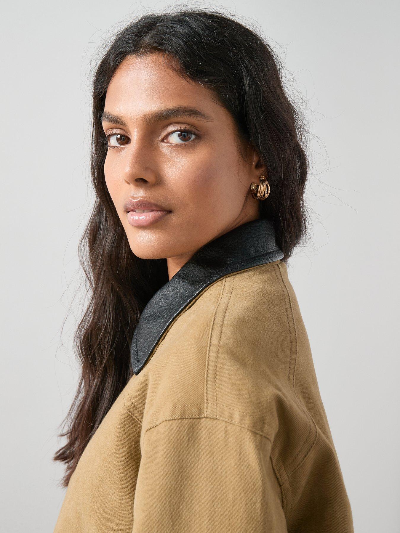 Image 4 of 7 of The Very Collection Contrast Collar Patch Pocket Barn Jacket