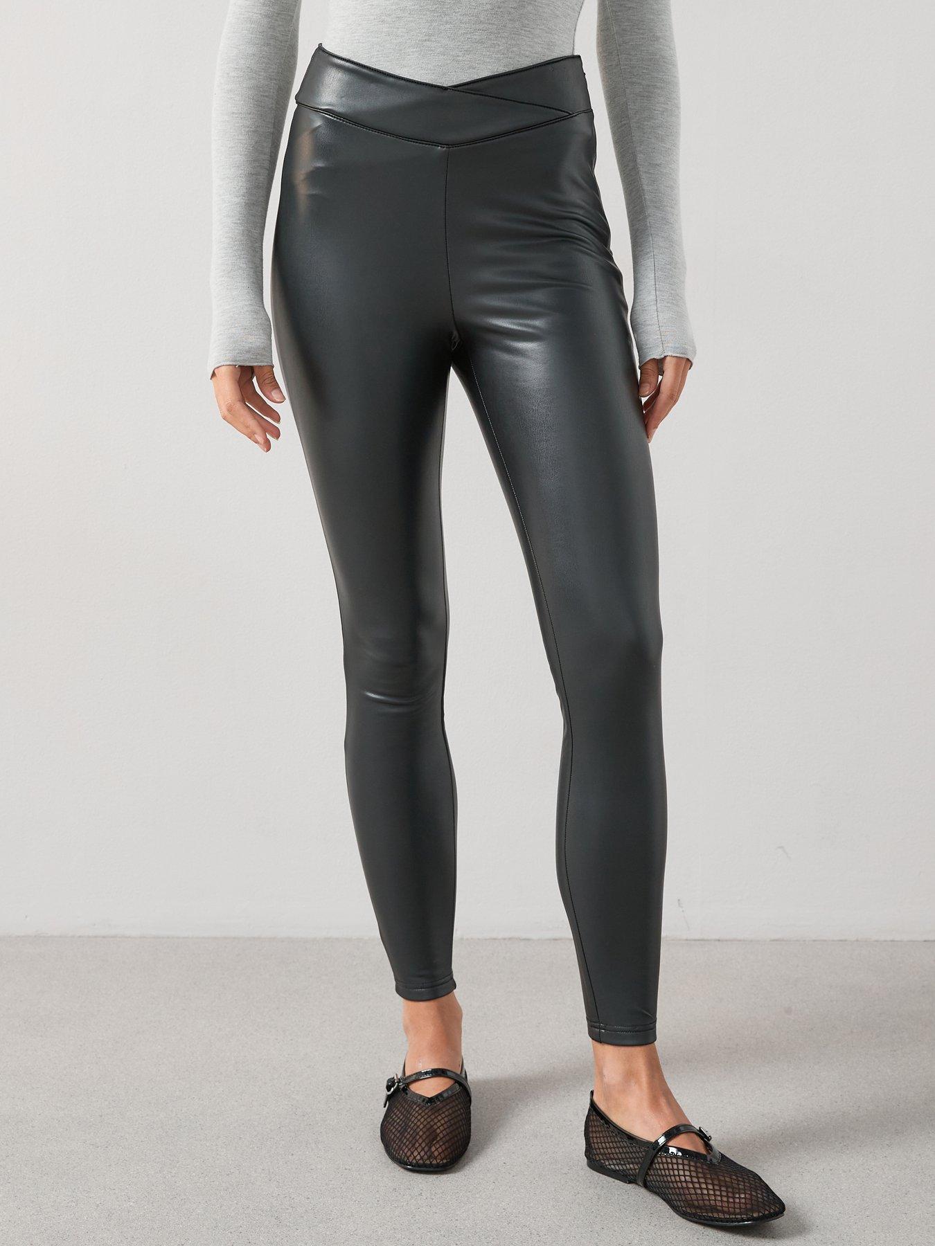 undefined Faux Leather Leggings - Black
