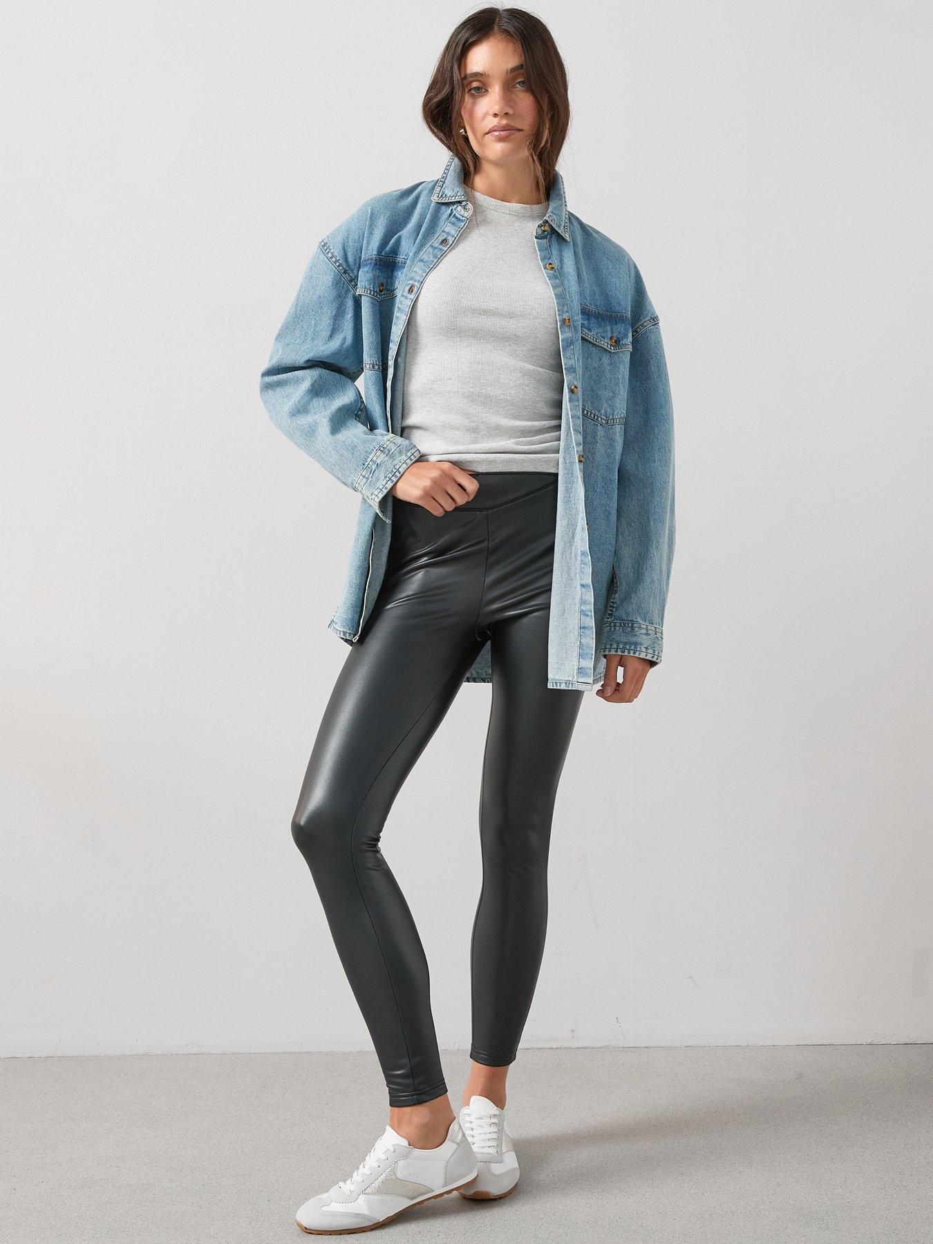 Image 5 of 6 of V by Very Faux Leather Leggings - Black