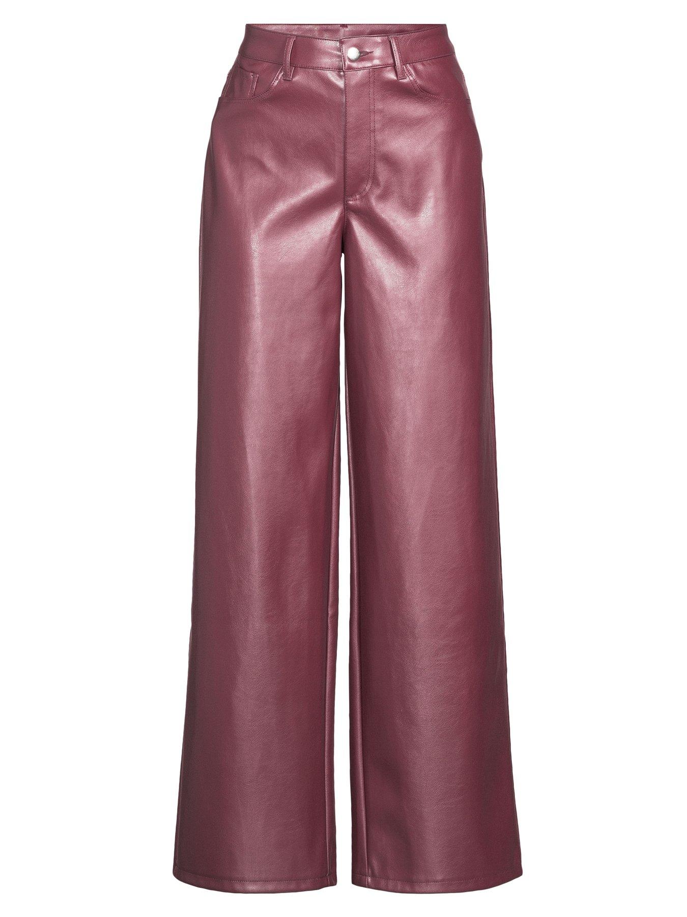 Image 7 of 7 of The Very Collection Faux Leather Wide Leg Trousers - Dark Red