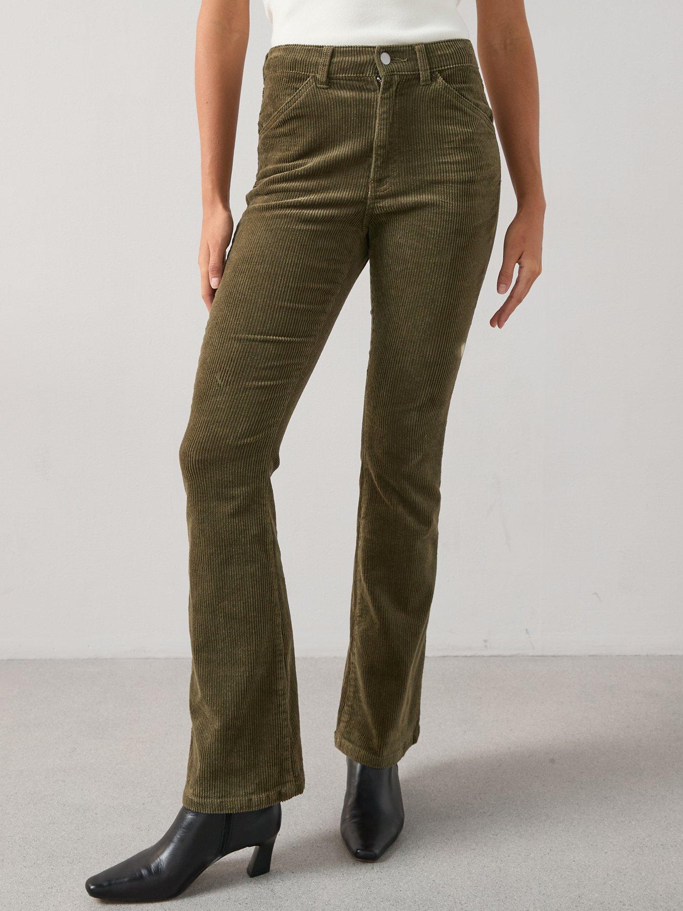 The Very Collection Stretch Cord Flare Trousers - Dark Green