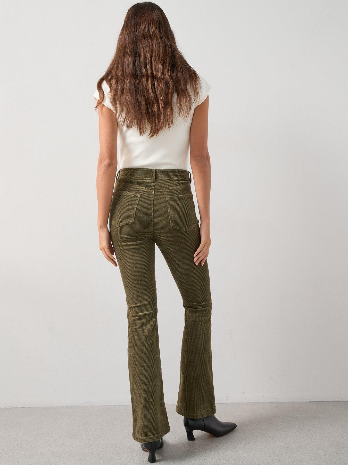 Image 2 of 6 of The Very Collection Stretch Cord Flare Trousers - Dark Green