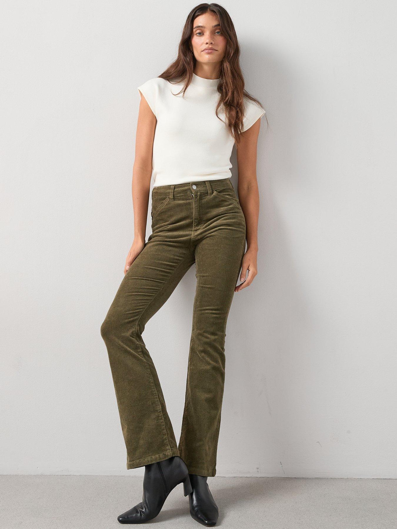 Image 3 of 6 of The Very Collection Stretch Cord Flare Trousers - Dark Green