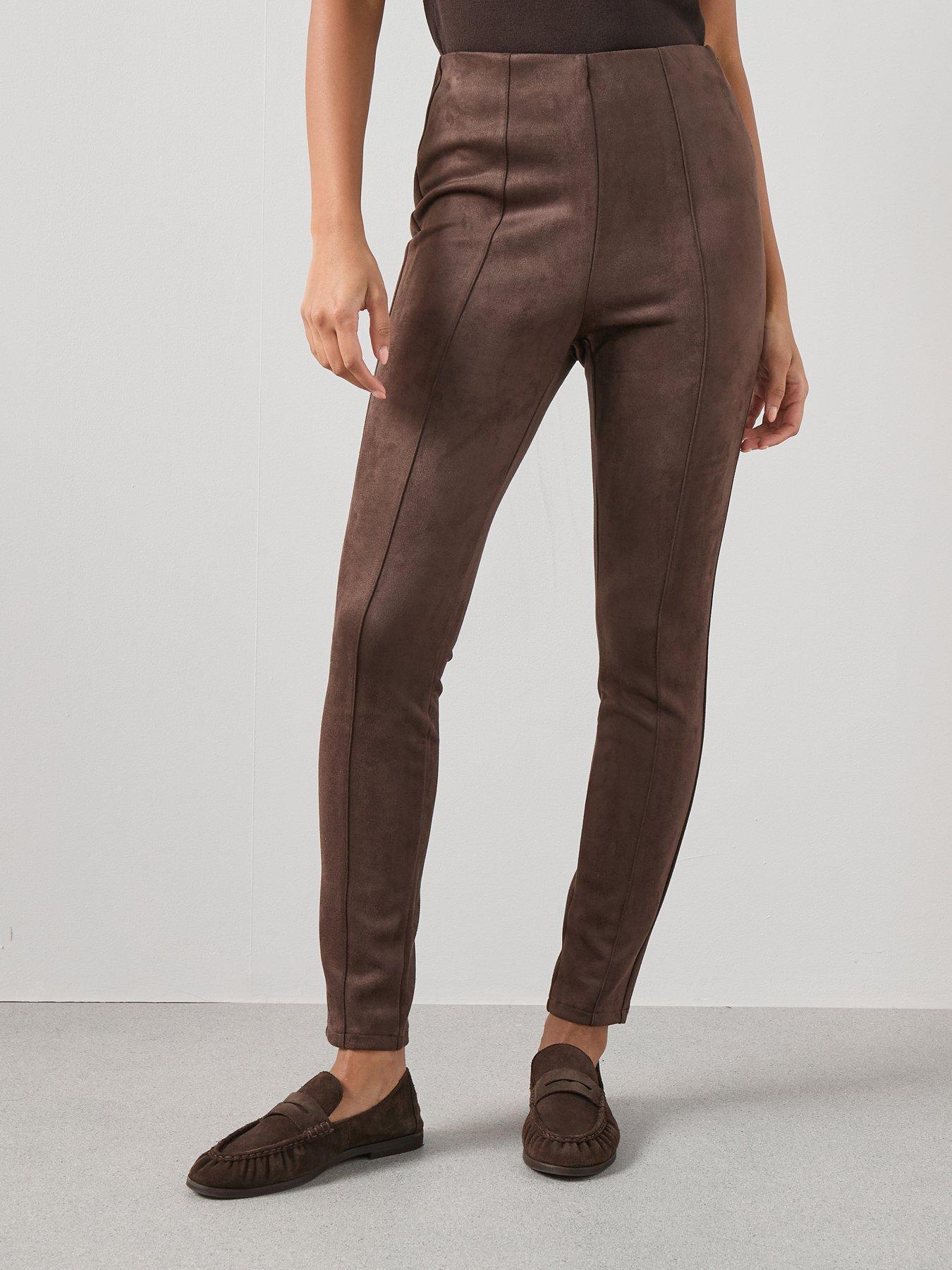 undefined Suedette Leggings - Brown