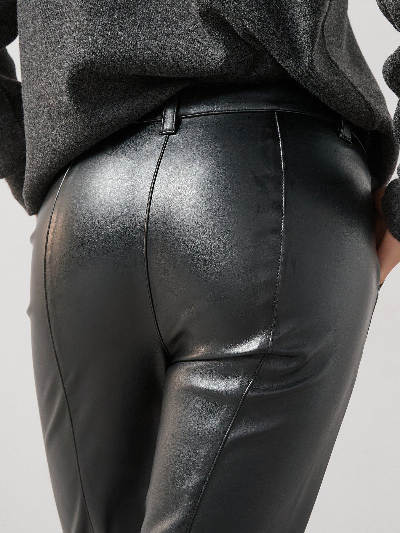 Image 5 of 6 of V by Very Faux Leather Slim Cigarette Trousers - Black