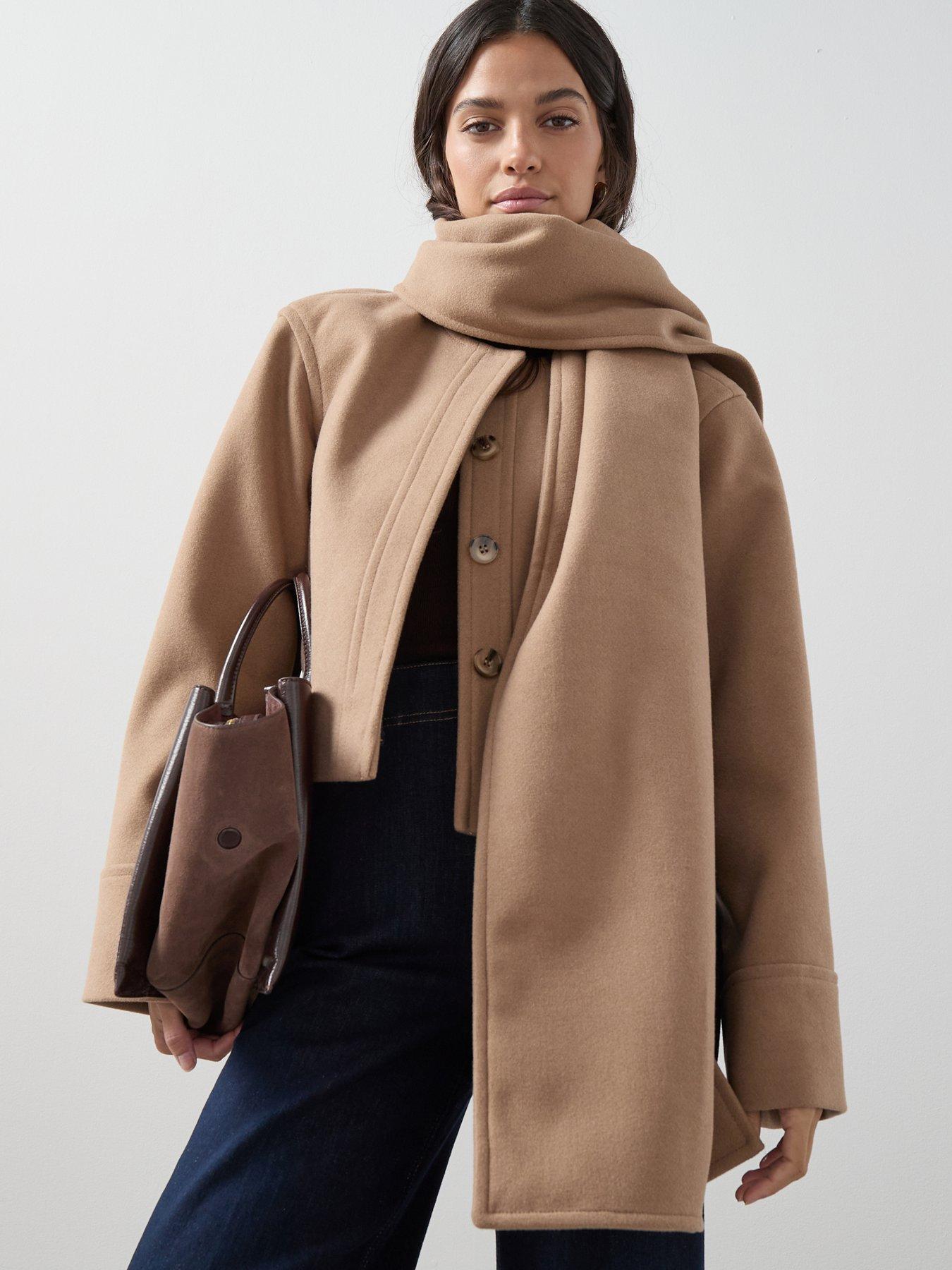  image of the-very-collection-short-scarf-coat-light-brown