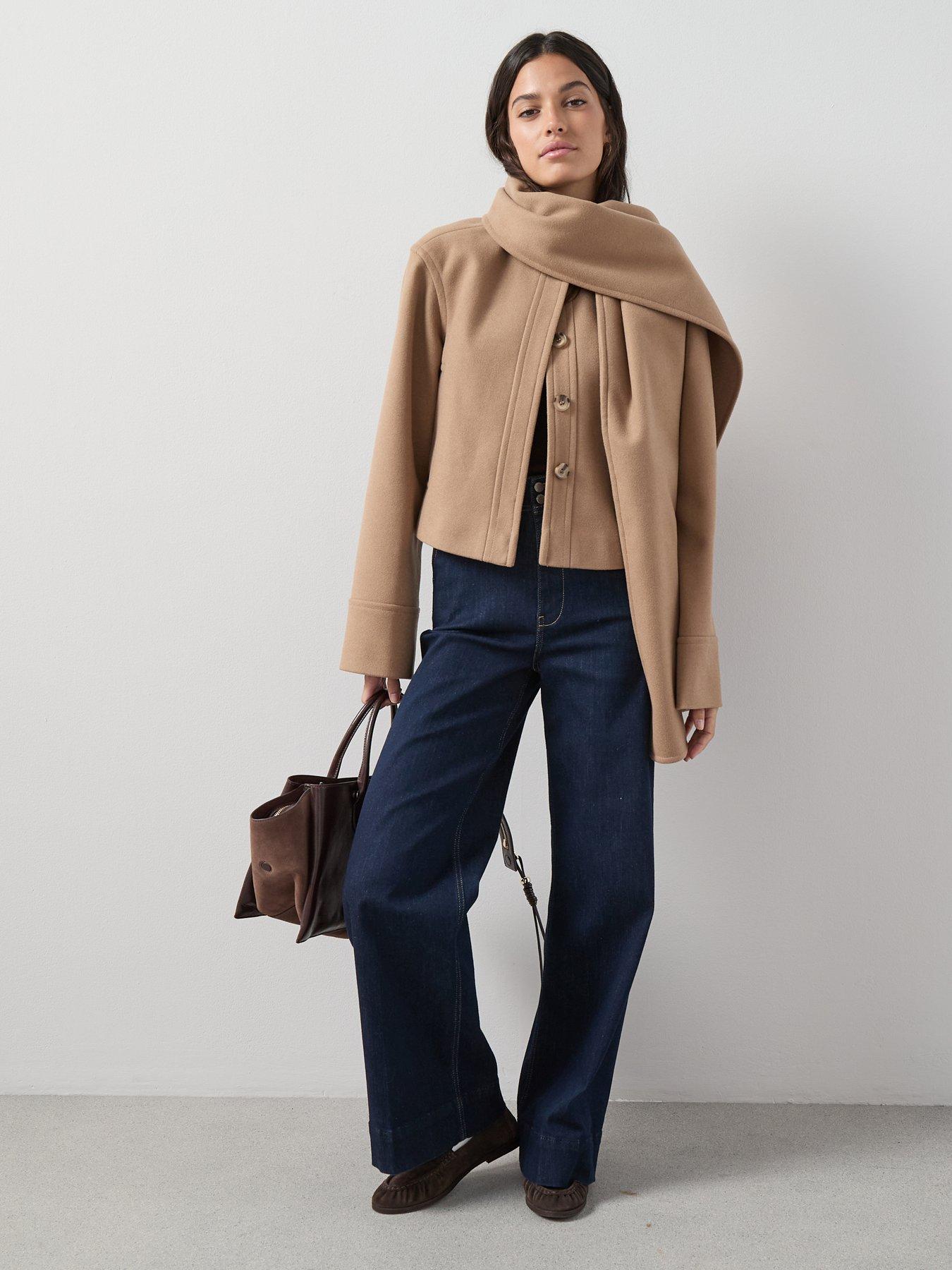  image of the-very-collection-short-scarf-coat-light-brown