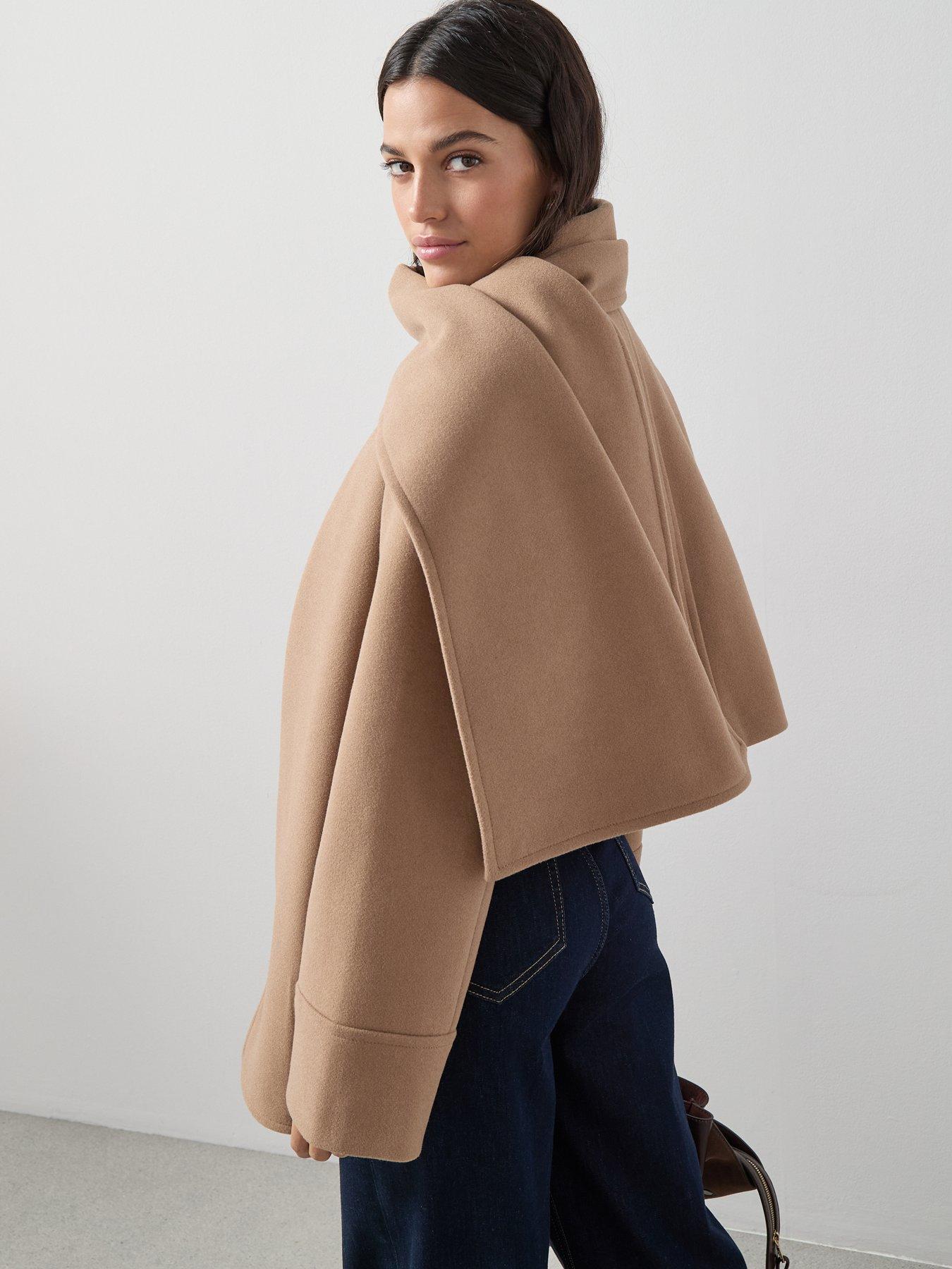  image of the-very-collection-short-scarf-coat-light-brown