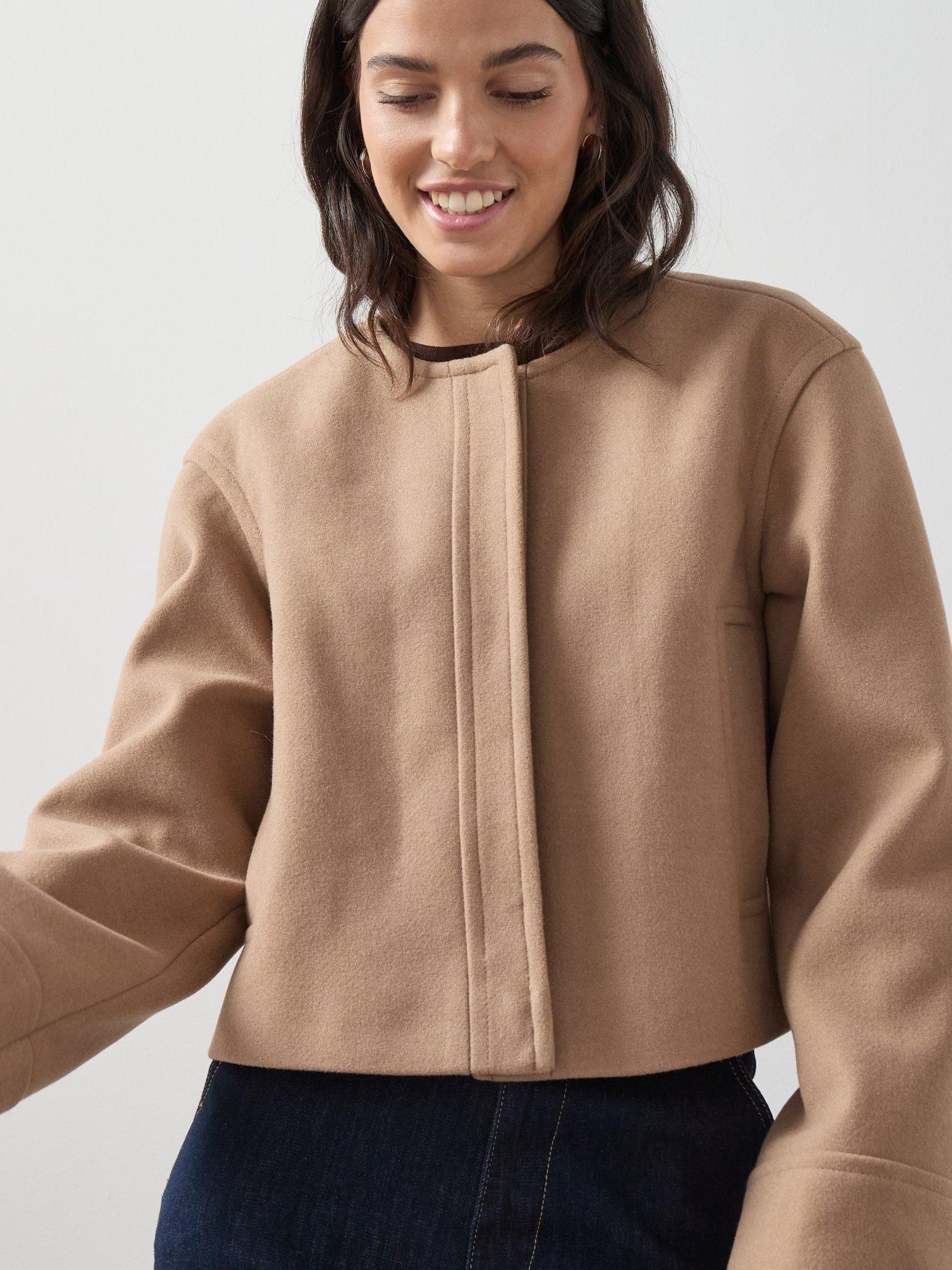  image of the-very-collection-short-scarf-coat-light-brown