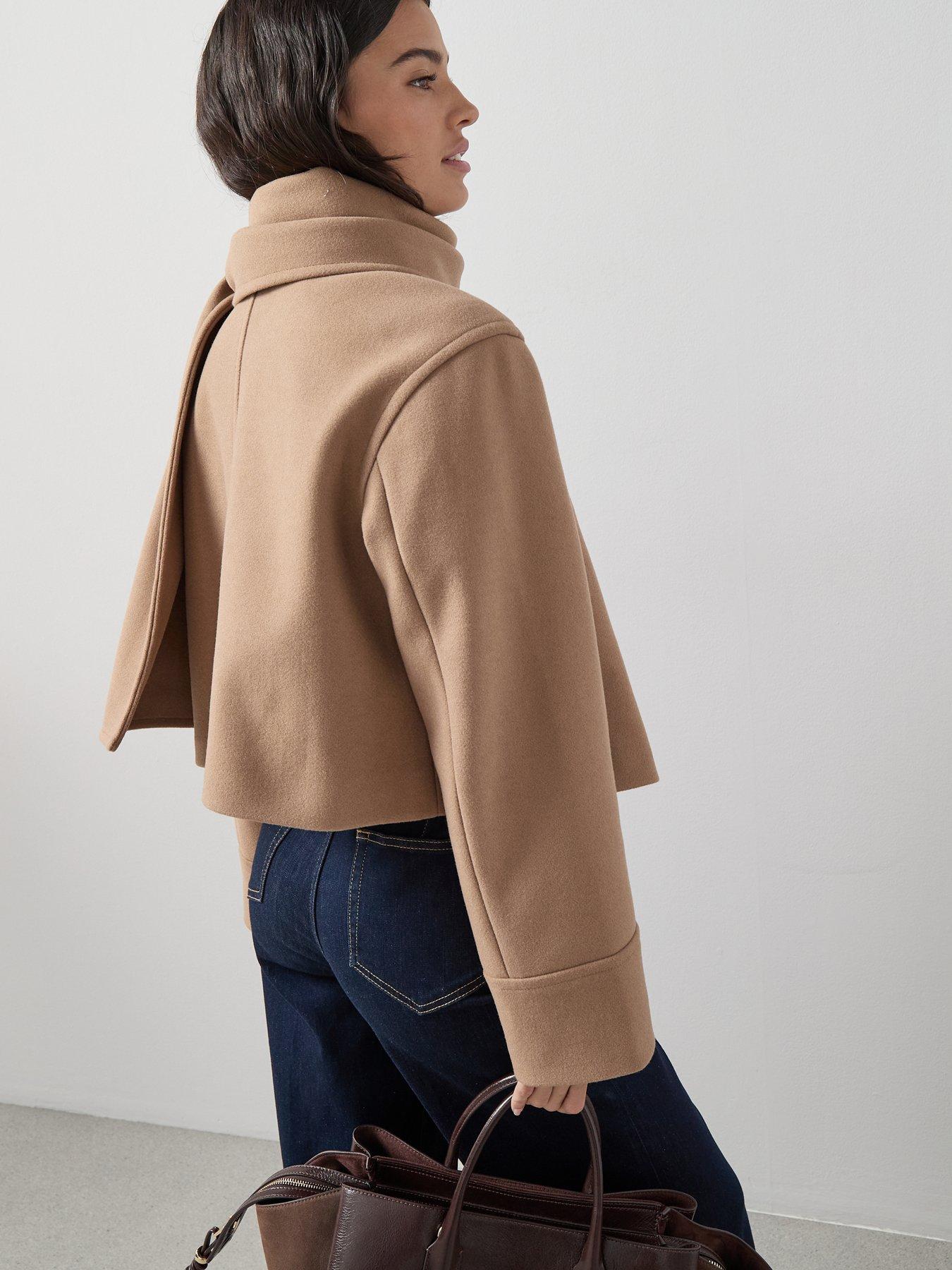  image of the-very-collection-short-scarf-coat-light-brown