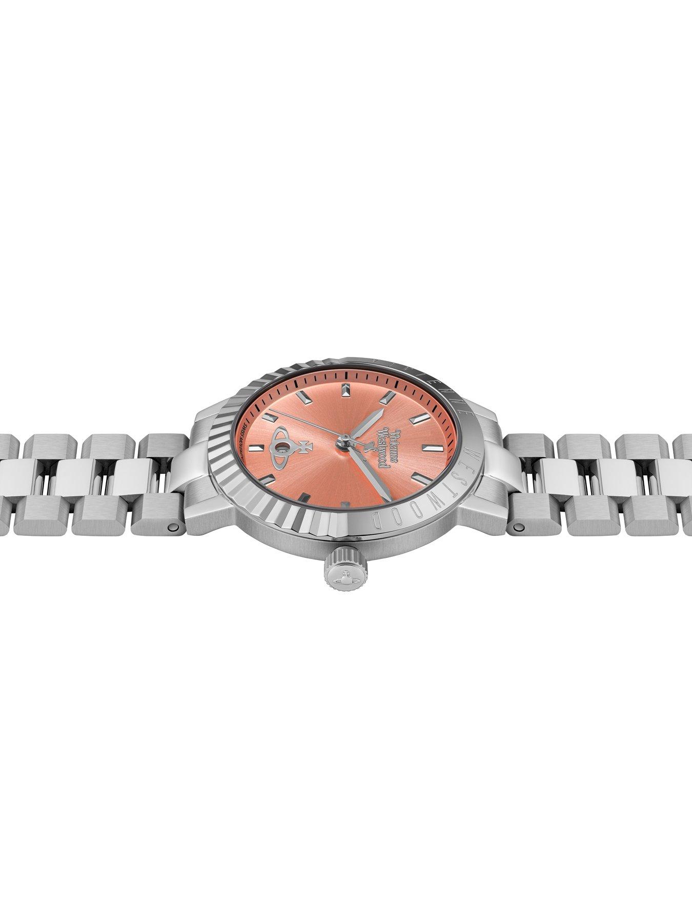 Image 4 of 7 of Vivienne Westwood Dulwich Quartz Watch with Coral Pink Dial and Stainless Steel Bracelet