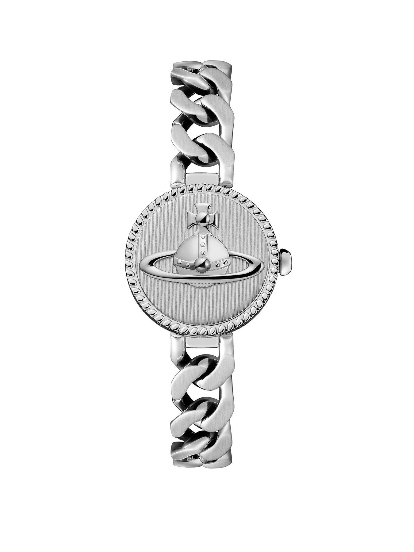 Image 2 of 7 of Vivienne Westwood Orb Button Ladies Quartz Watch Silver Dial, Stainless Steel Case and Link Chain Bracelet