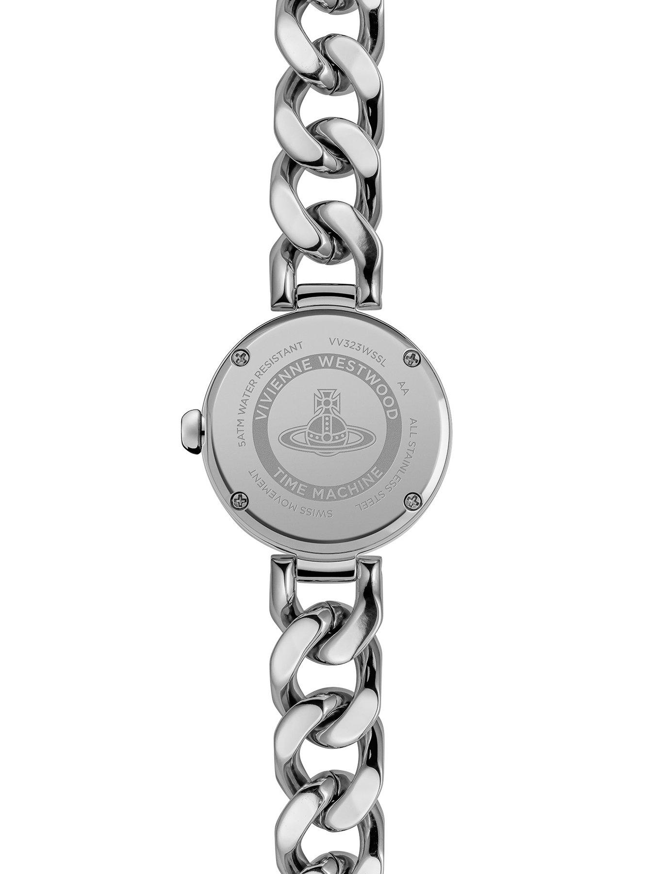 Image 6 of 7 of Vivienne Westwood Orb Button Ladies Quartz Watch Silver Dial, Stainless Steel Case and Link Chain Bracelet