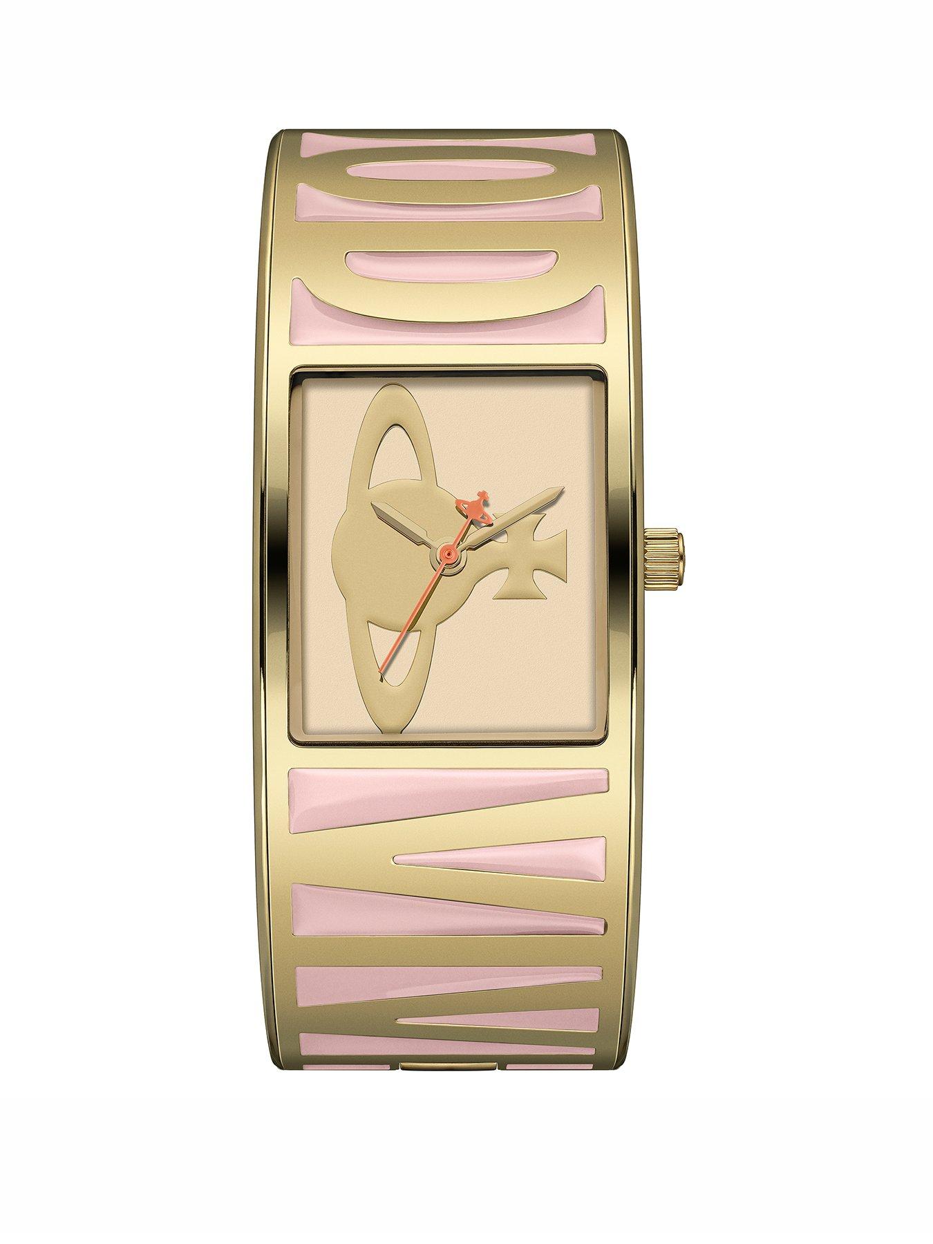 Image 1 of 6 of Vivienne Westwood Belvoir Ladies Quartz Watch, Pink Stainless Steel Bangle