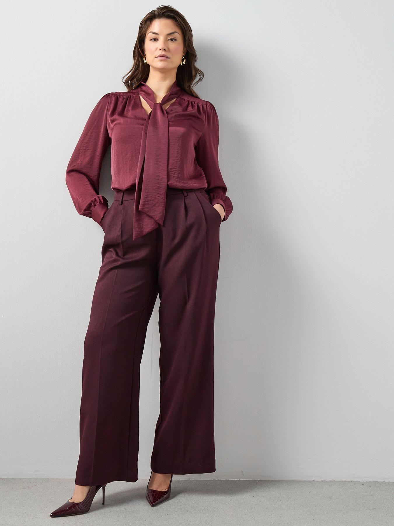Image 1 of 6 of The Very Collection Curve Wide Leg Tailored Trouser - Burgundy