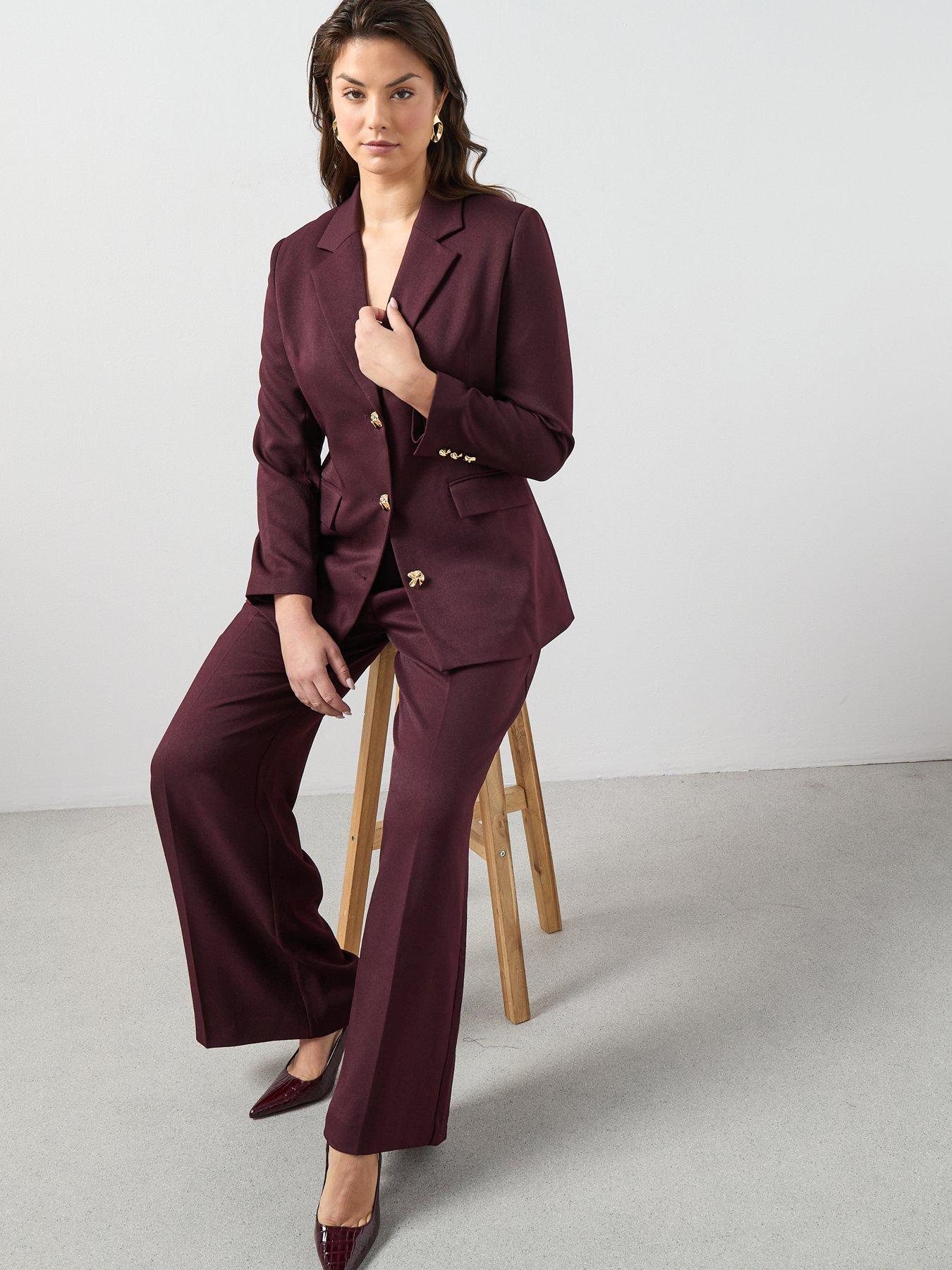 Image 5 of 6 of The Very Collection Curve Wide Leg Tailored Trouser - Burgundy