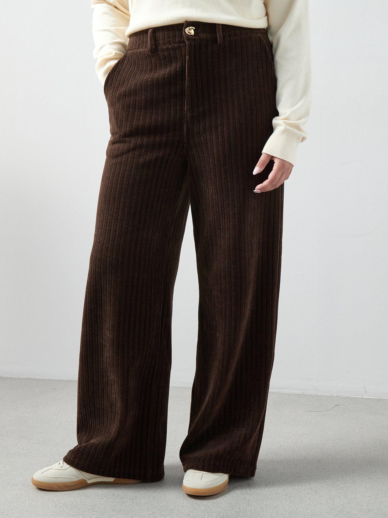 Image 1 of 6 of The Very Collection Curve Wide Leg&nbsp;Cord Trouser - Brown