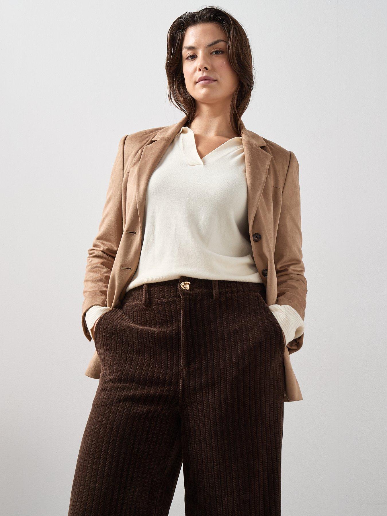Image 4 of 6 of The Very Collection Curve Wide Leg&nbsp;Cord Trouser - Brown
