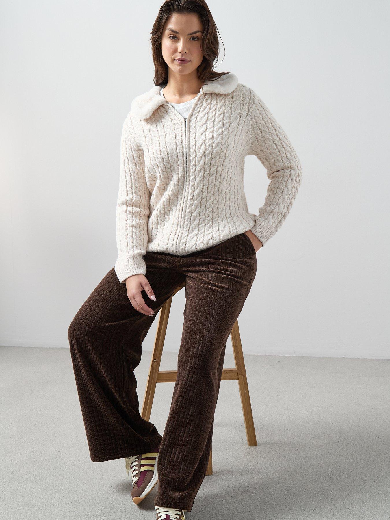 Image 6 of 6 of The Very Collection Curve Wide Leg&nbsp;Cord Trouser - Brown