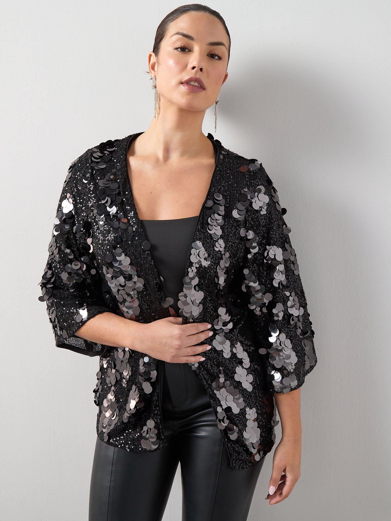 The Very Collection Curve Sequin Kimono - Silver