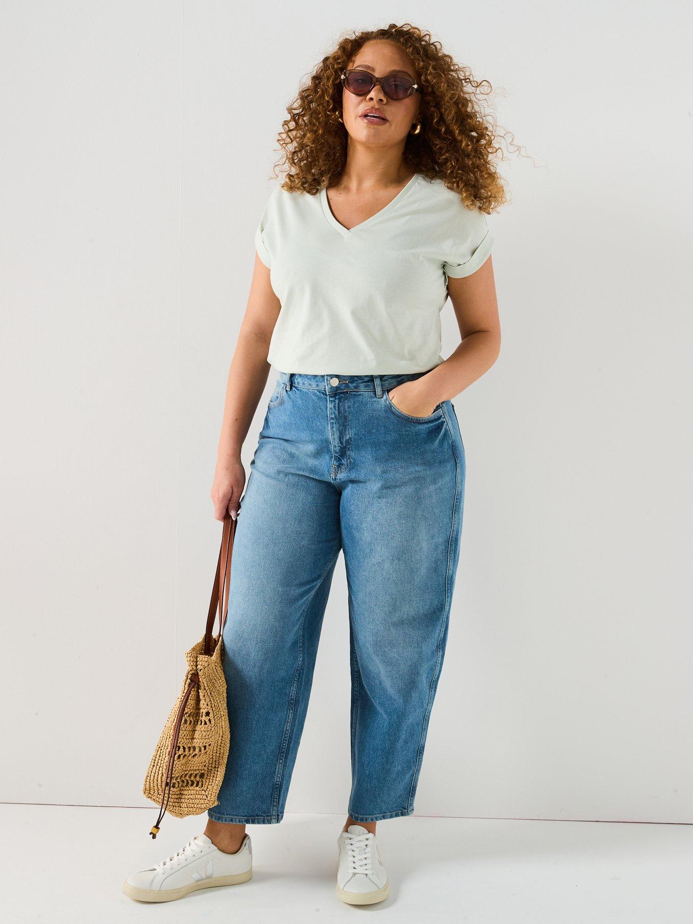  image of v-by-very-curve-v-neck-pocket-t-shirt