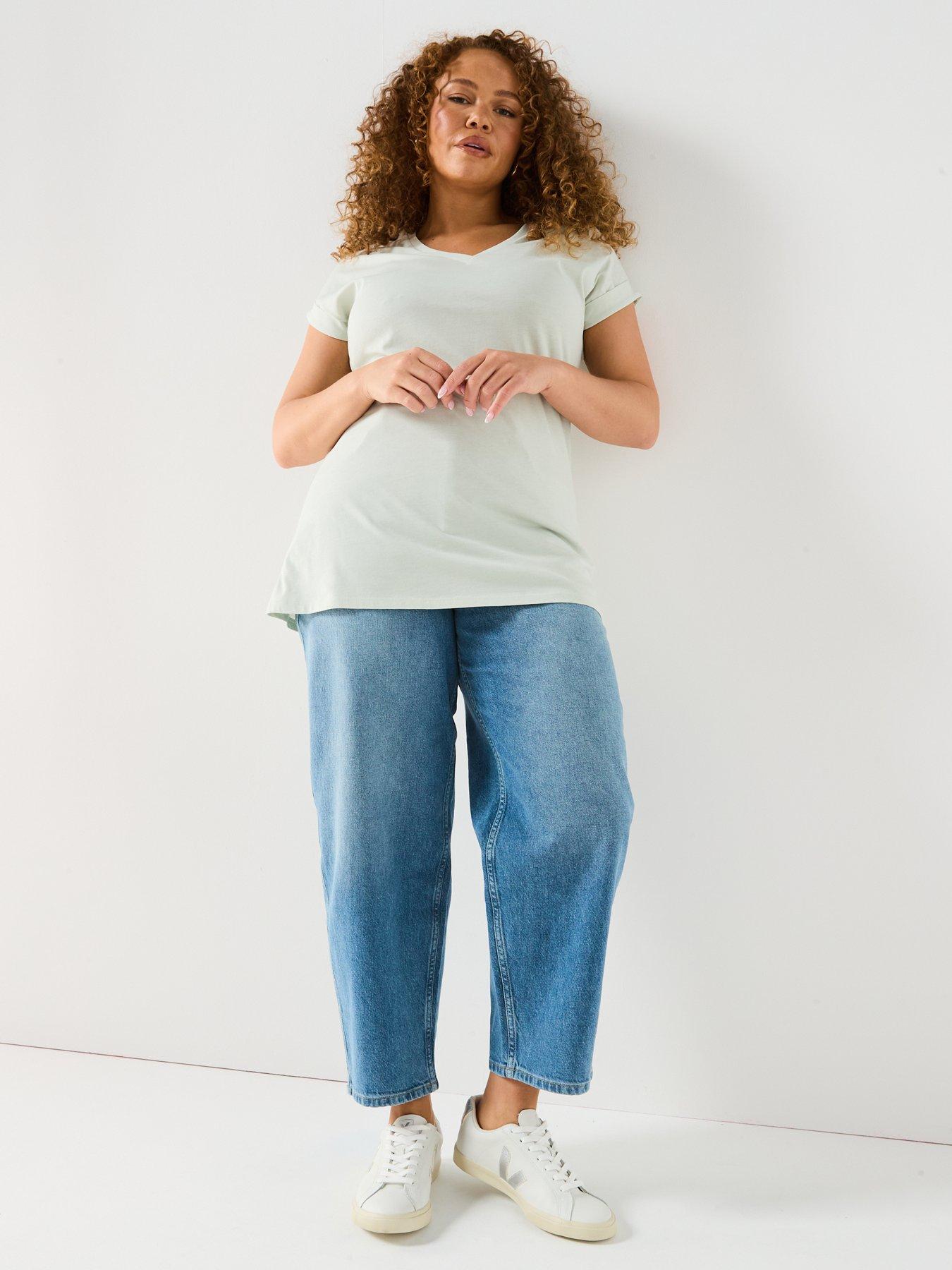  image of v-by-very-curve-v-neck-pocket-t-shirt