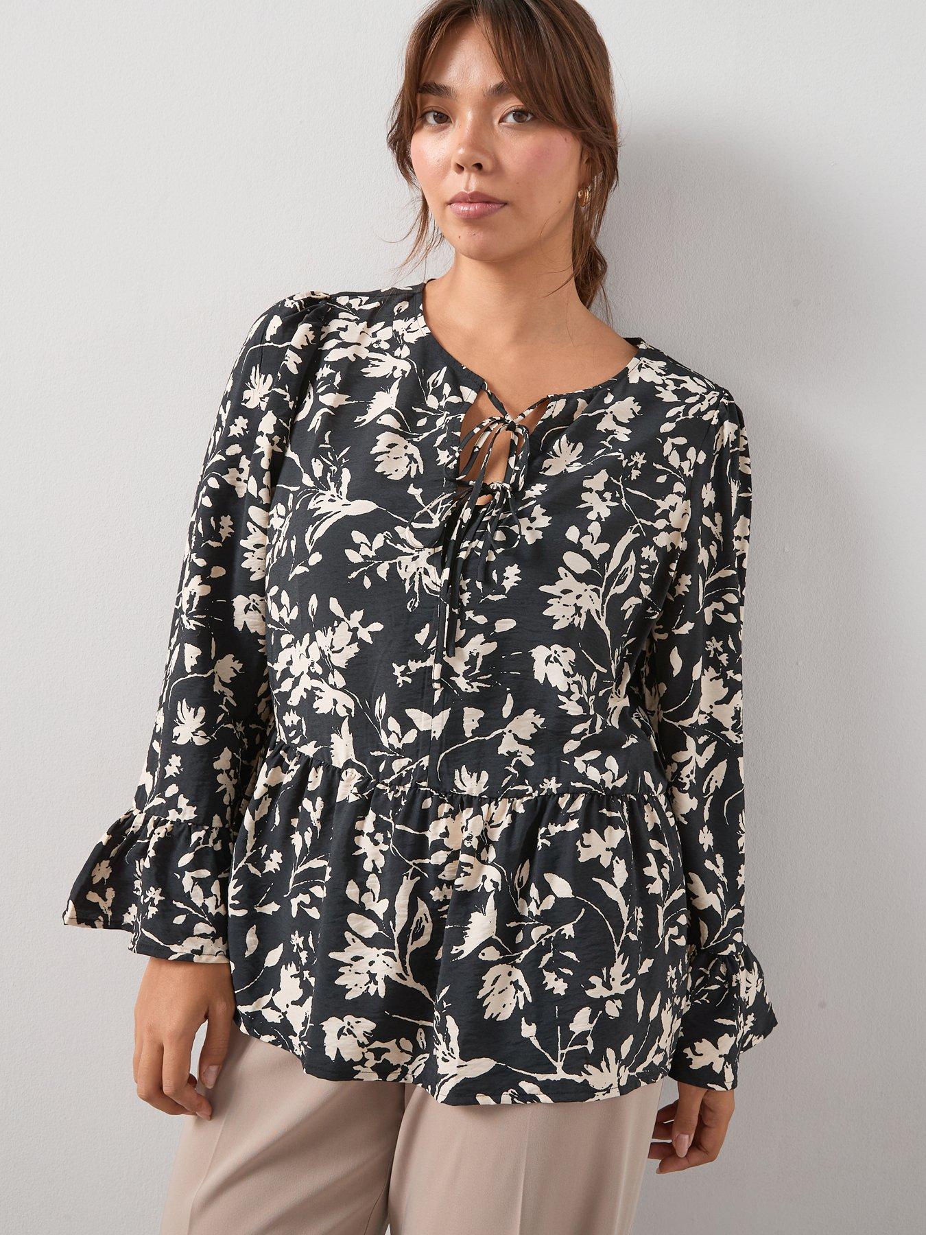 undefined Tie Detail Printed Blouse - Print