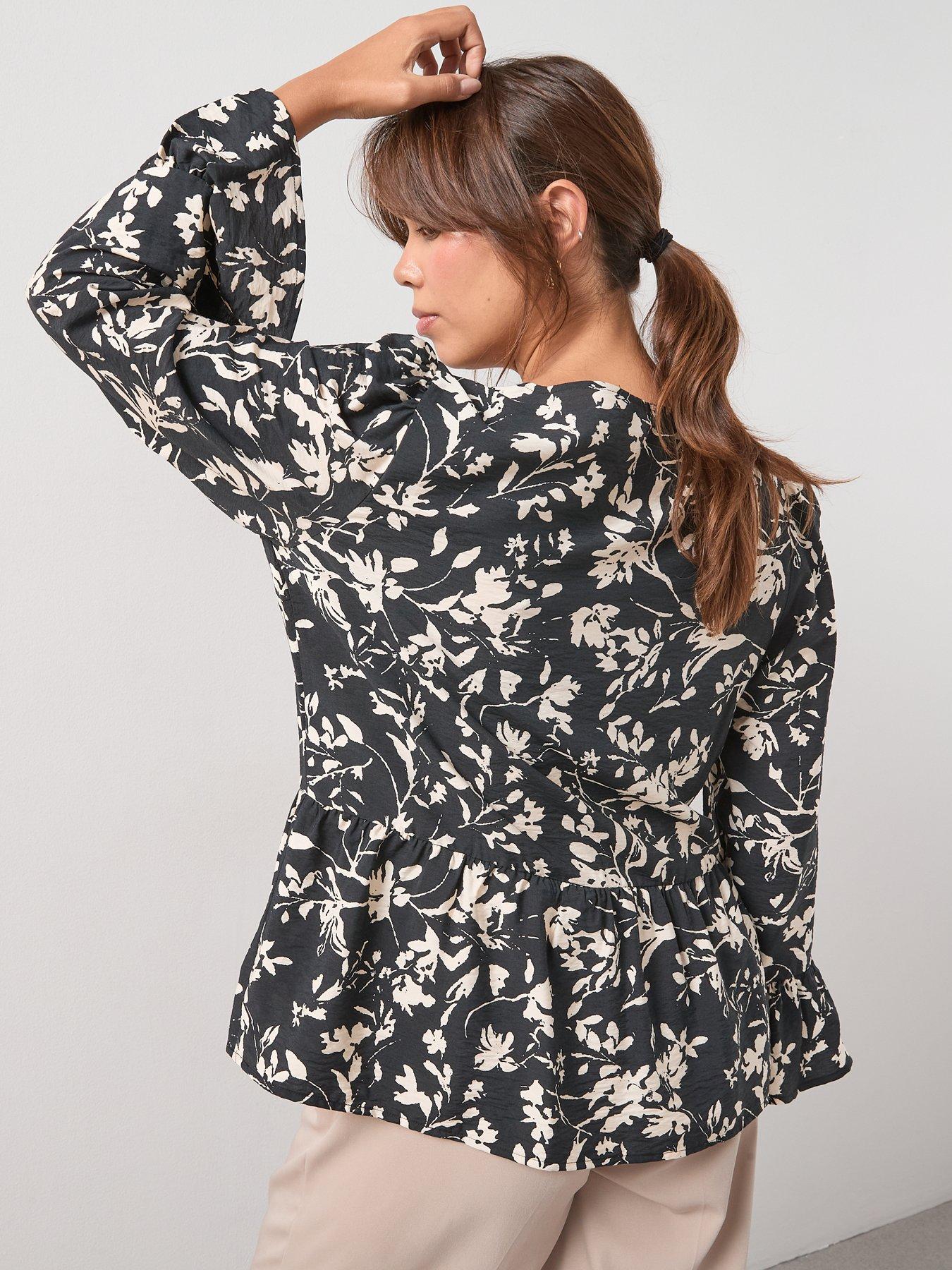 Image 2 of 6 of V by Very Curve Tie Detail Printed Blouse - Print