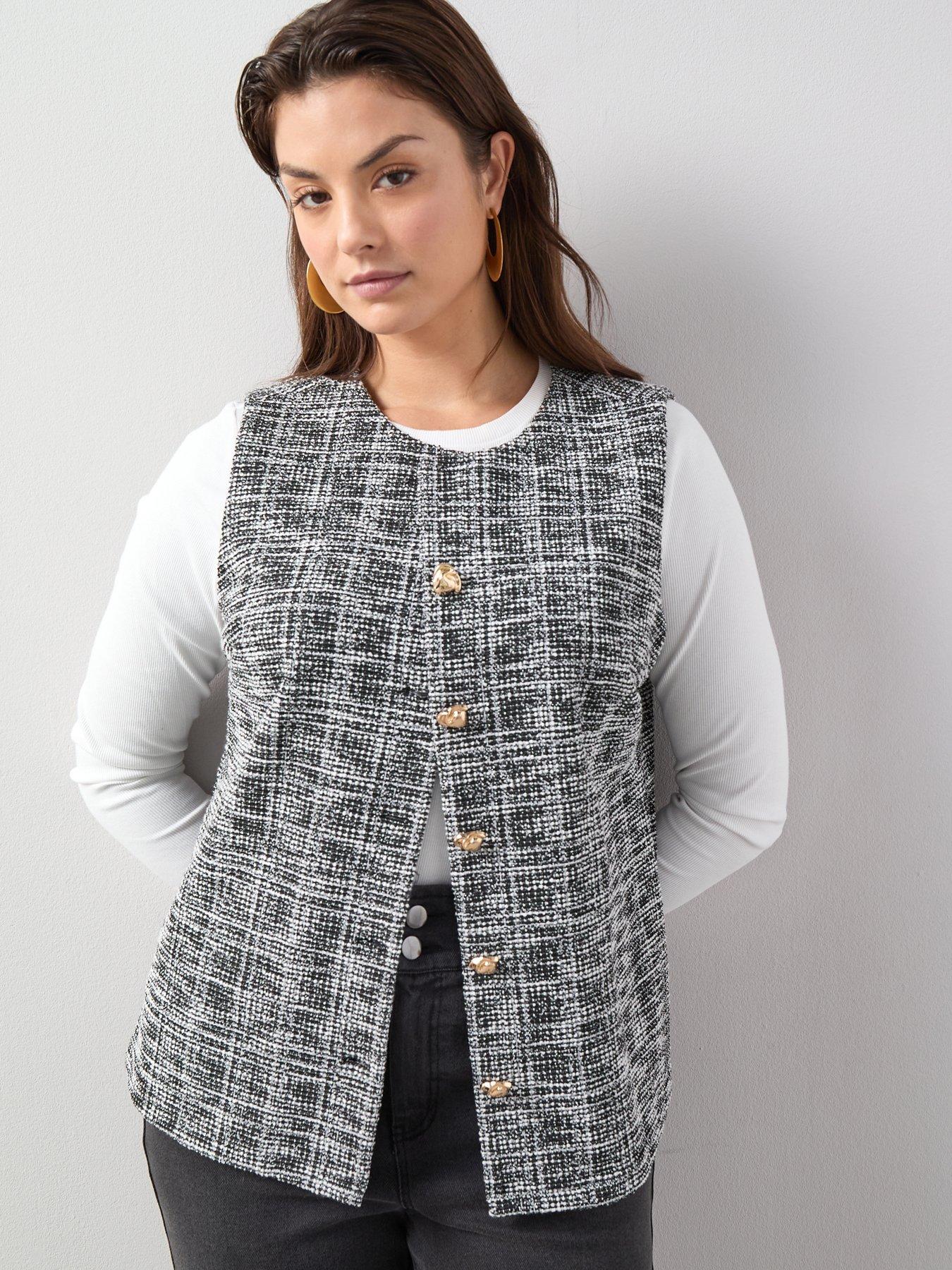 V by Very Curve Boucle Waistcoat - Black