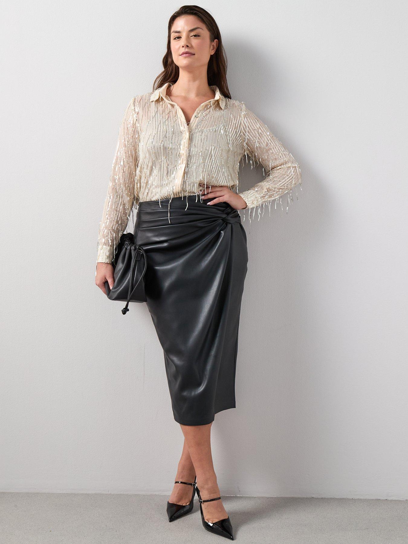 Image 3 of 6 of The Very Collection Curve Sequin Longline Blouse - Cream