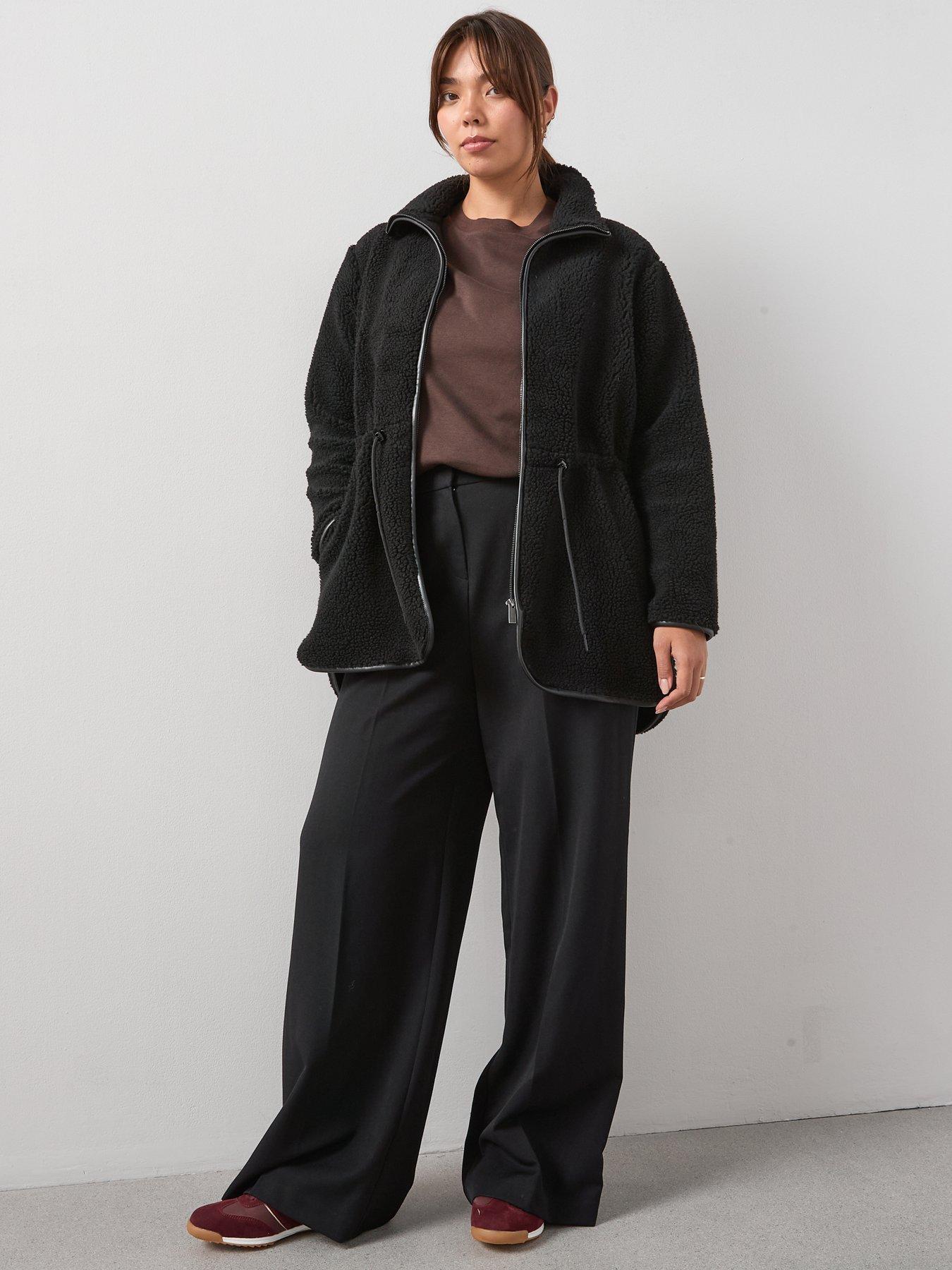 Image 3 of 6 of V by Very Curve Zip Through Fleece Jacket - Black