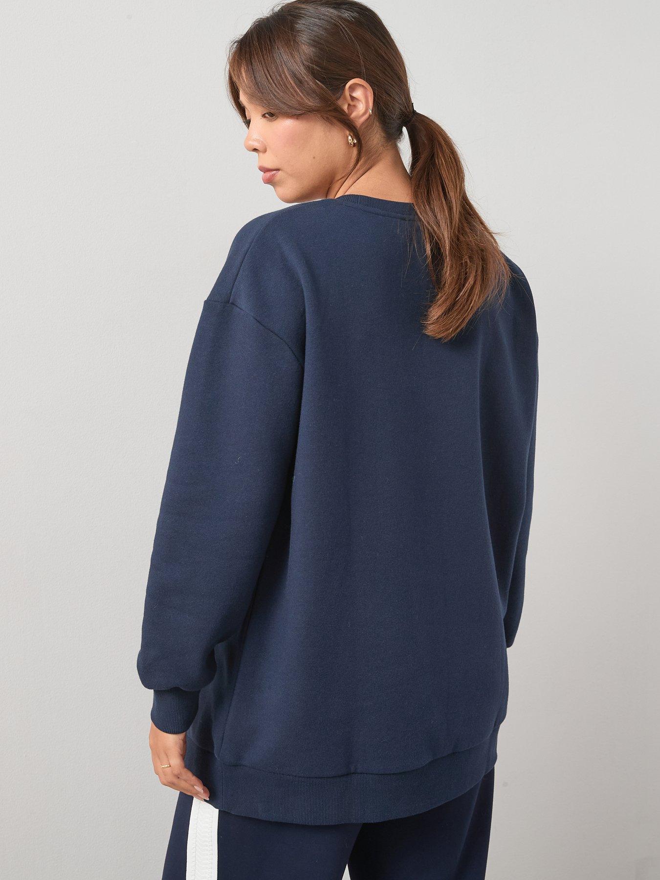 Image 2 of 6 of V by Very Curve Longline Slogan Sweat - Navy